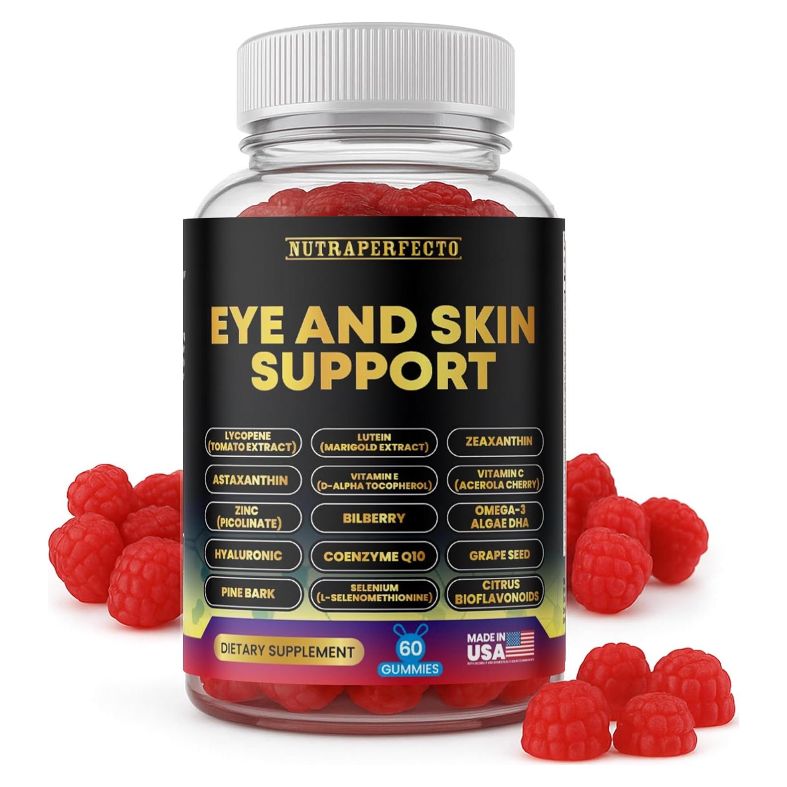 Gomitas NutraPerfecto para Ojos y Piel - Luteína 20mg, Omega-3 DHA