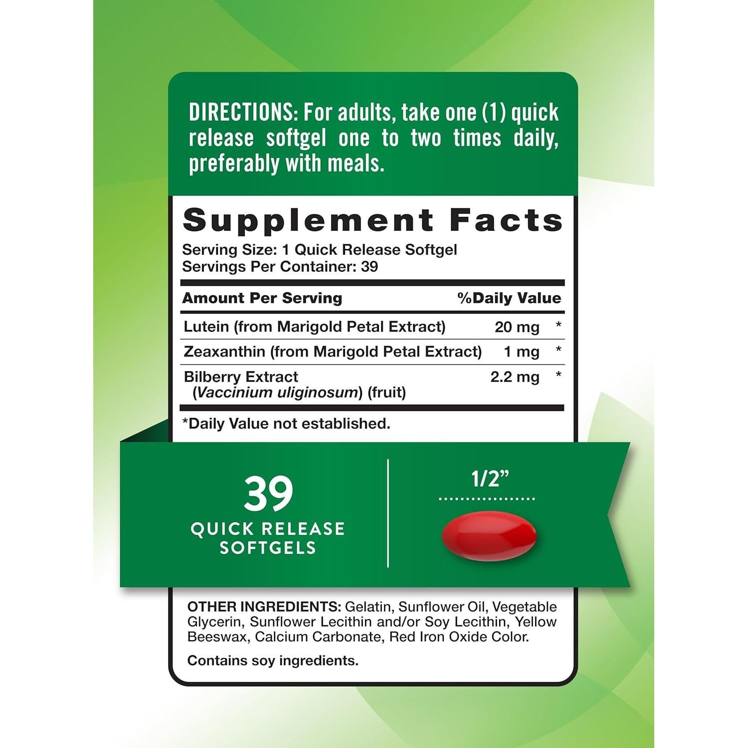 Suplemento Luteína y Zeaxantina La Verdad de la Naturaleza 20 mg