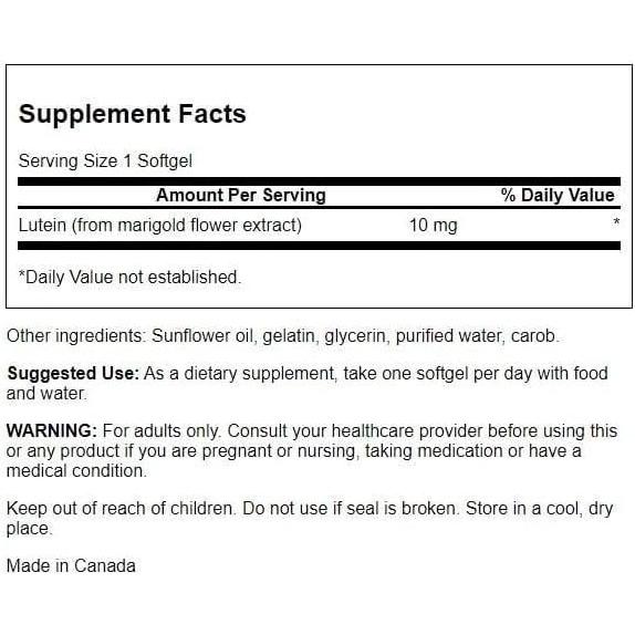 Swanson Luteína 10 mg 60 Geles - Suplemento para Visión Saludable