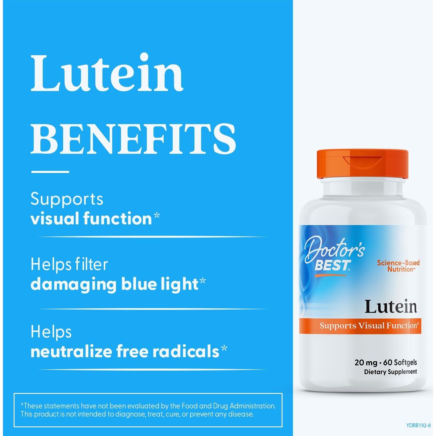 Luteína Doctor's Best 60 gelatinas blandas sin gluten