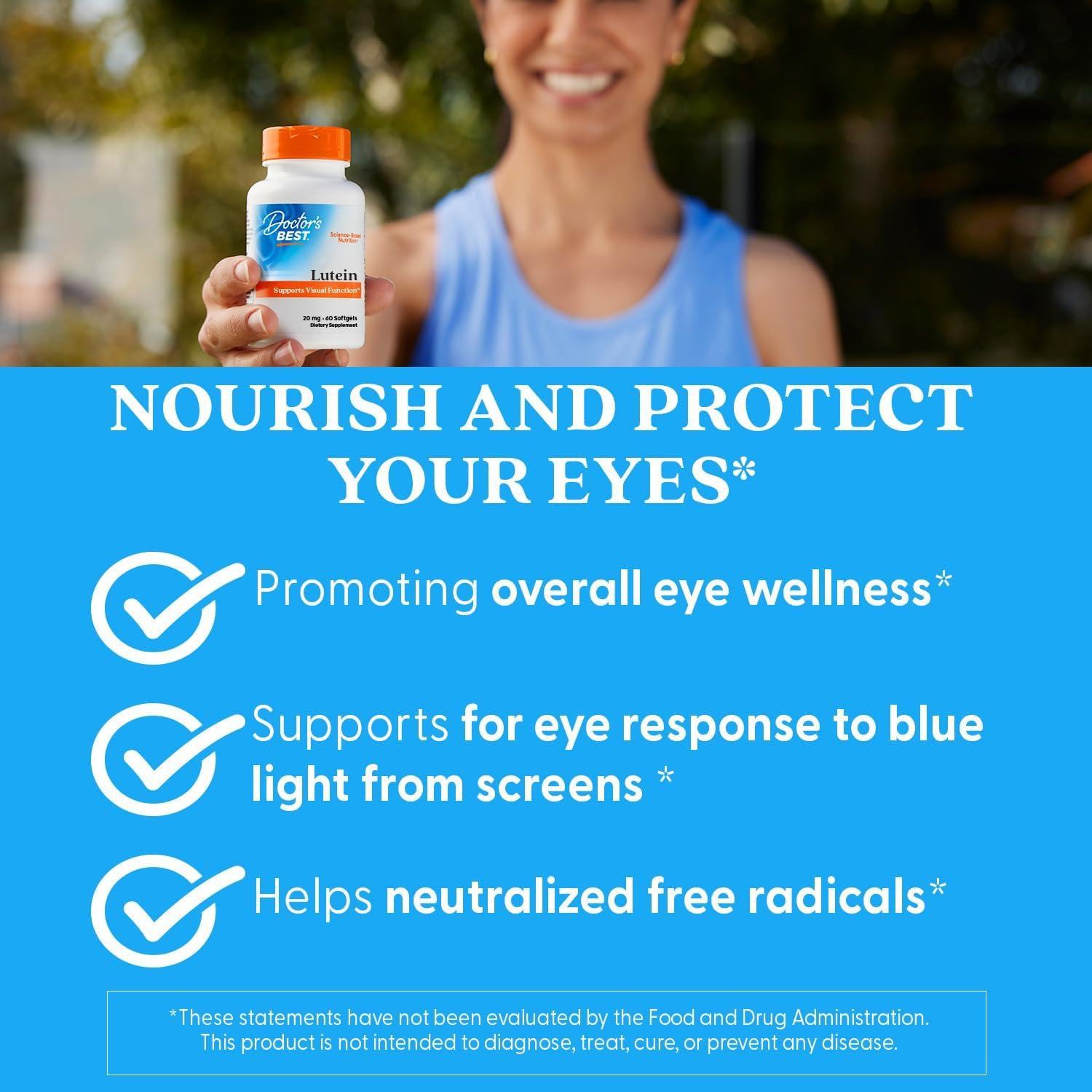 Luteína Doctor's Best 60 gelatinas blandas sin gluten