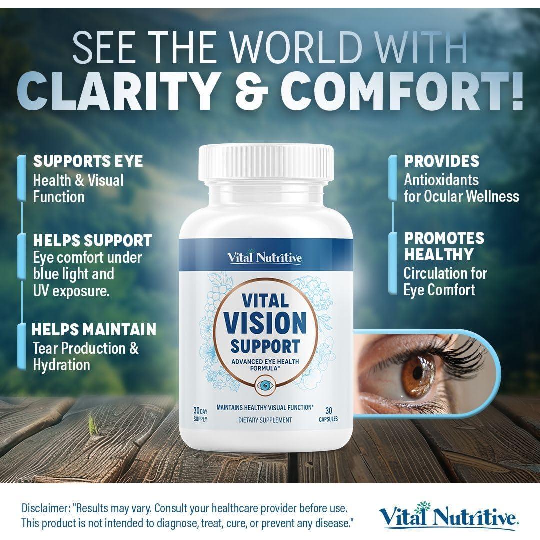 Suplemento ocular Vital Vision Support - 30 porciones con vitamina A y luteína