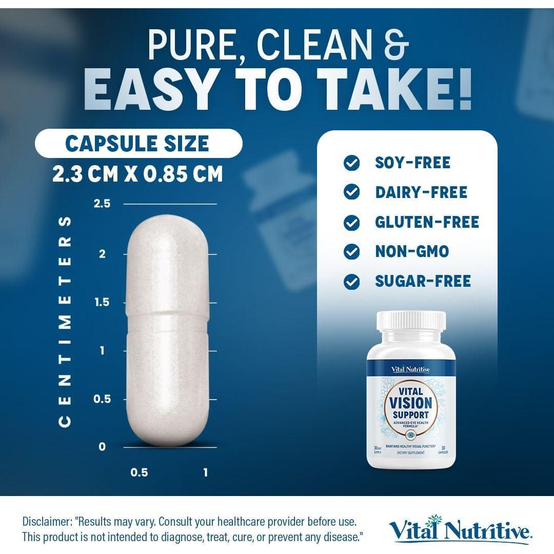 Suplemento ocular Vital Vision Support - 30 porciones con vitamina A y luteína