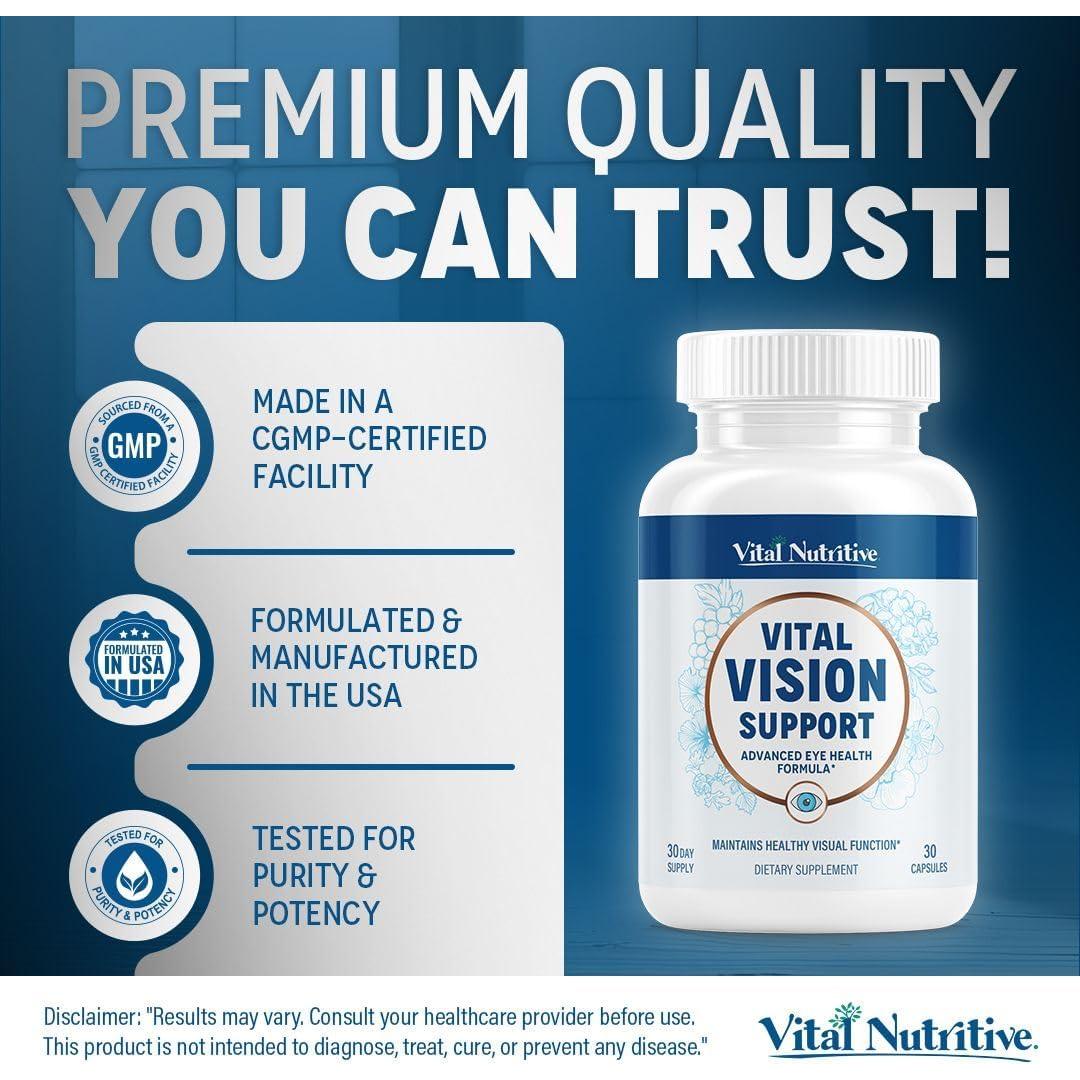 Suplemento ocular Vital Vision Support - 30 porciones con vitamina A y luteína