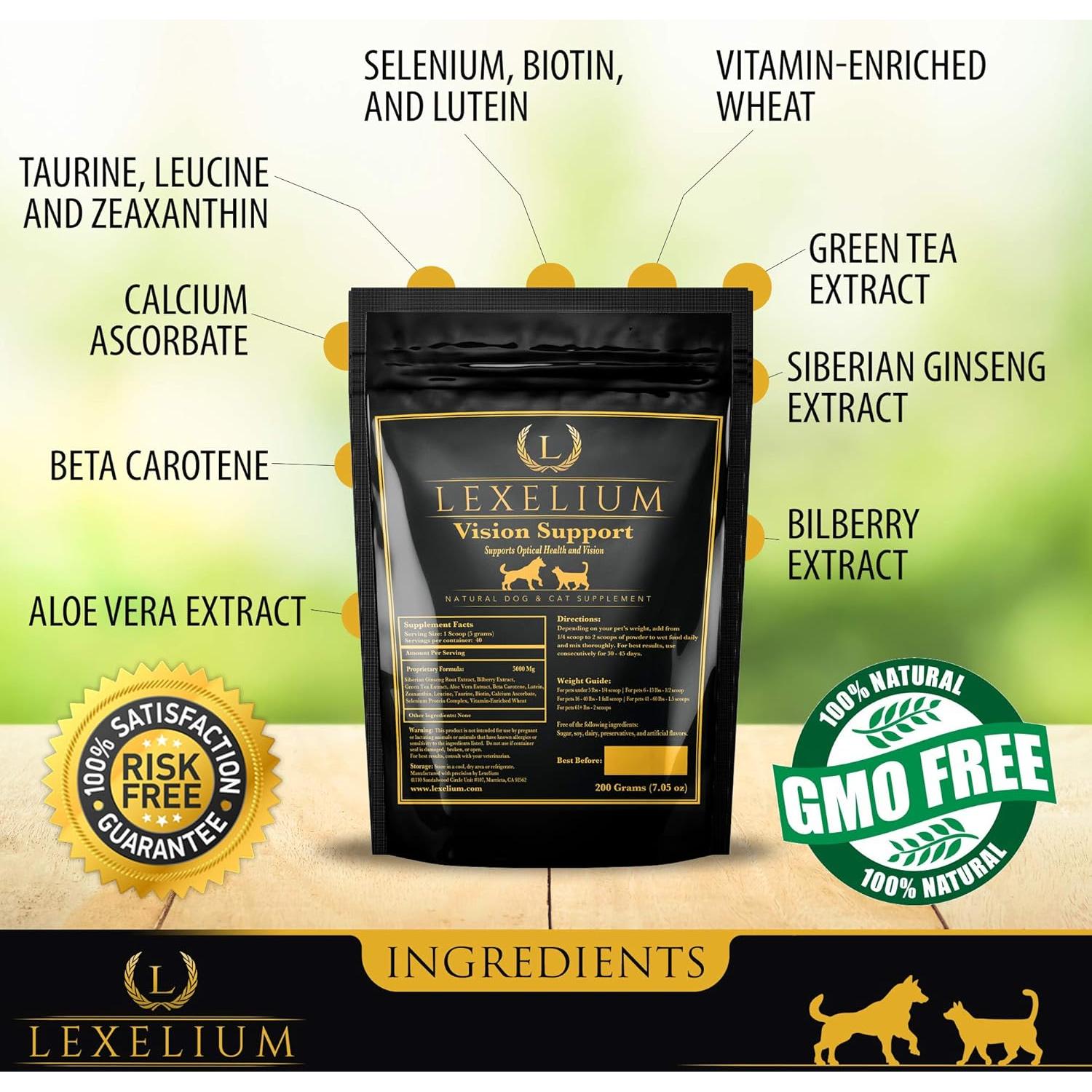 Suplemento Ocular para Perros y Gatos Lexelium 200g - Luteína y Arándano