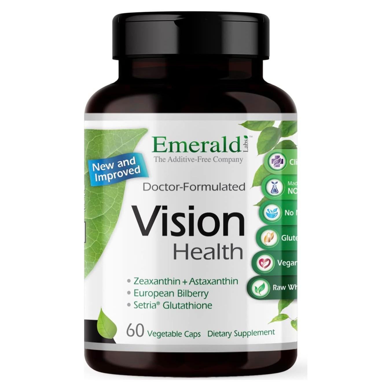 Suplemento de Salud Visual Emerald Labs - 60 Cápsulas Veganas con Luteína y Zinc