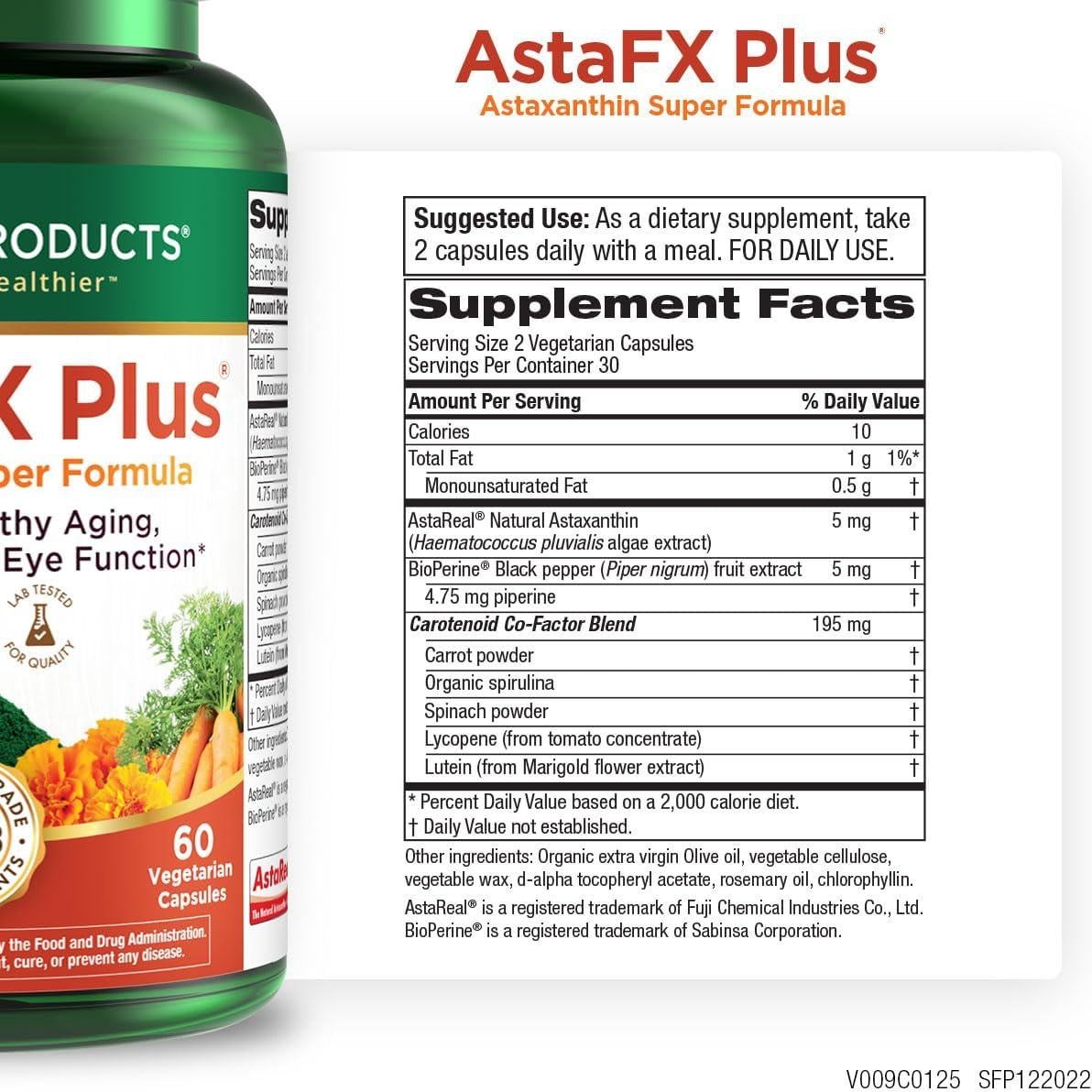 Suplemento AstaFX Plus Purity Products - 30 Días - 5 mg Astaxantina