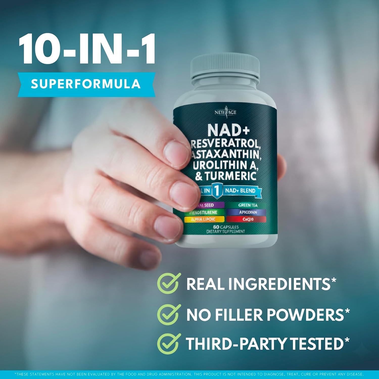 Suplemento NEW AGE NAD+ Vegano 120 Cápsulas Antioxidantes