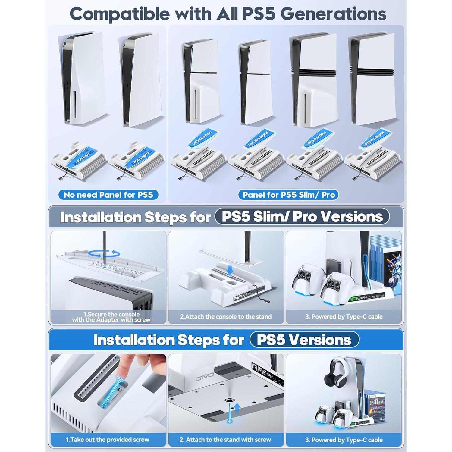 Soporte Enfriamiento PS5 OIVO con Carga LED y Ventilador
