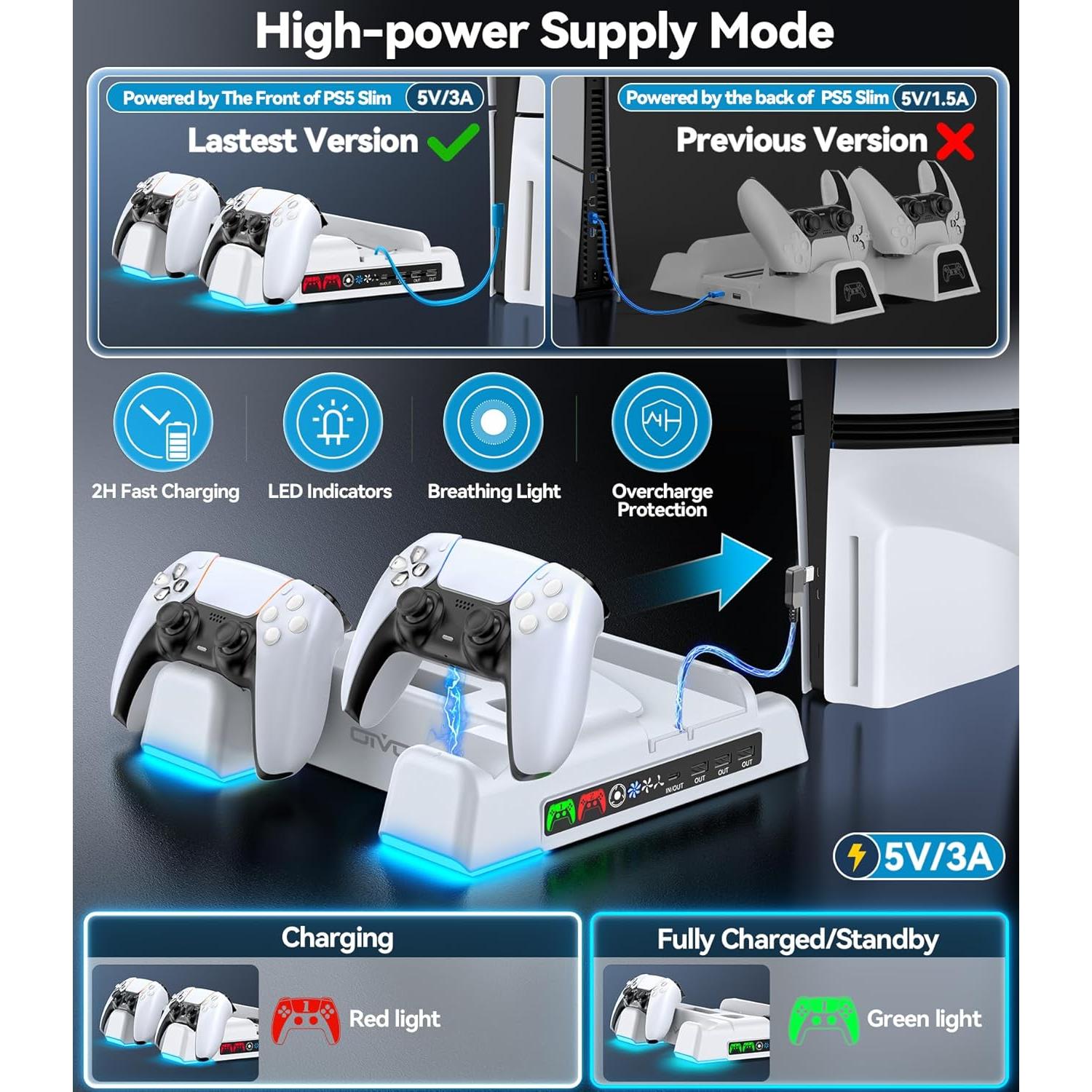 Soporte Enfriamiento PS5 OIVO con Carga LED y Ventilador