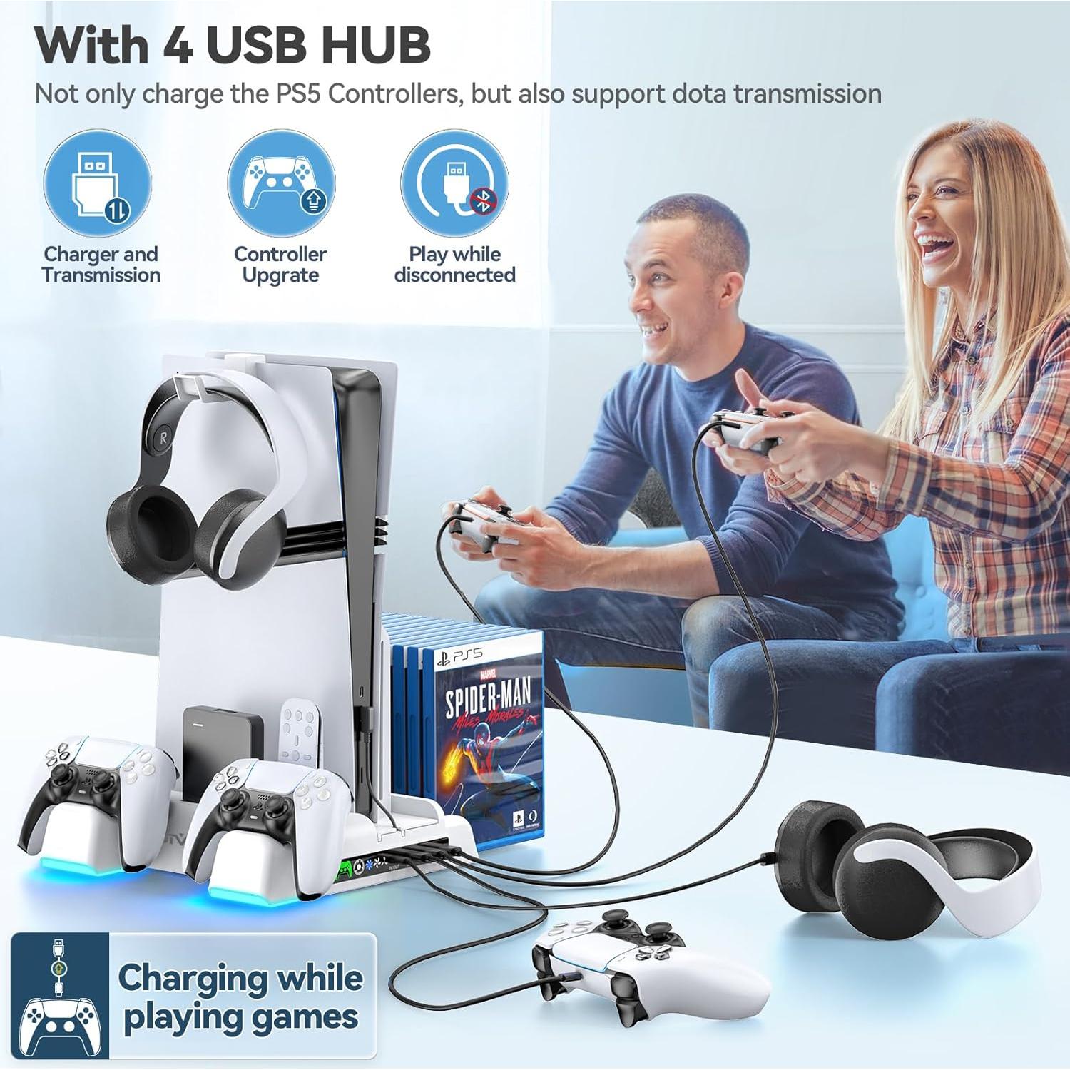 Soporte Enfriamiento PS5 OIVO con Carga LED y Ventilador