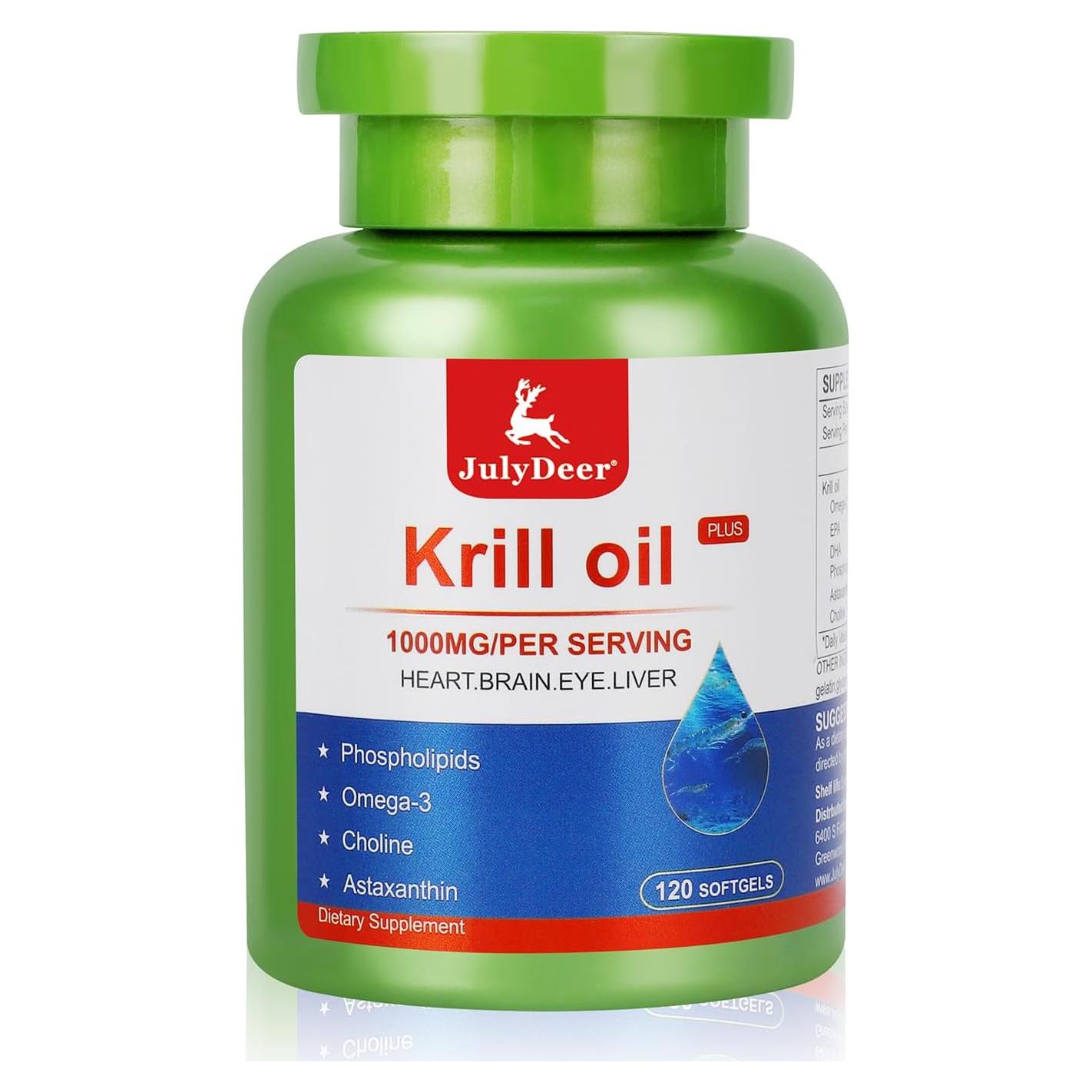 Aceite de Krill 1000 mg JulyDeer 120 Softgels Omega-3