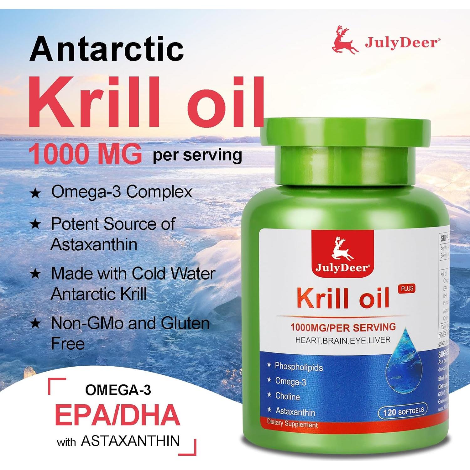 Aceite de Krill 1000 mg JulyDeer 120 Softgels Omega-3
