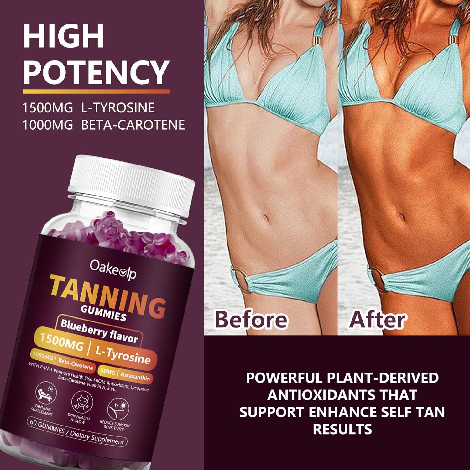 Gomitas bronceadoras Oakevlp 60 unidades 1500mg L-Tirosina