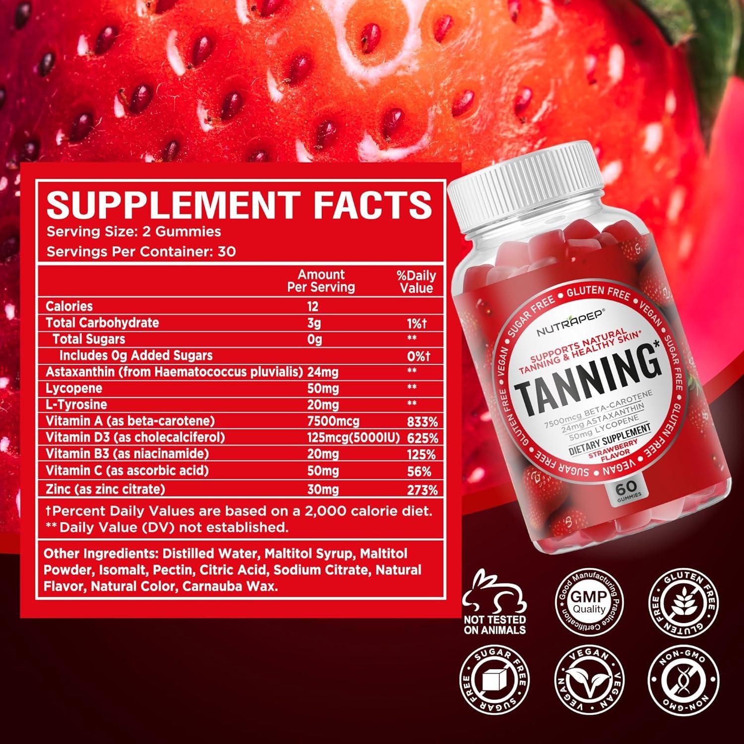 Gomitas Bronceadoras NutraPep 60 Unidades - Suplemento Vegano