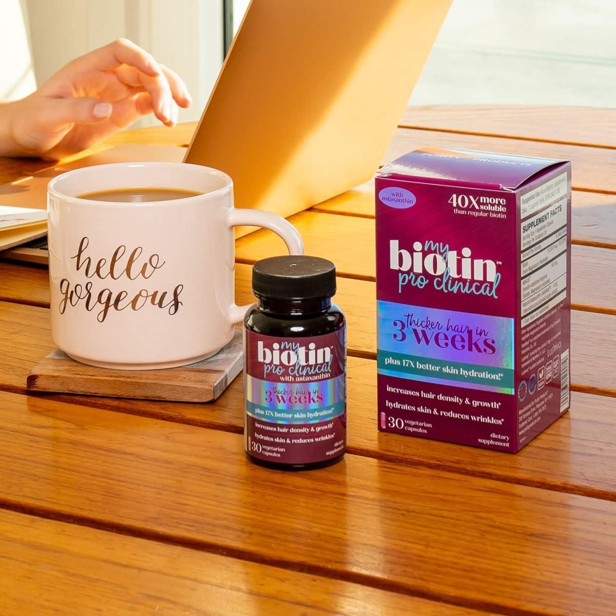 Suplemento MyBiotin ProClinical Purity Products - 30 Cápsulas Veganas para Cabello Grueso y Piel Hidratada