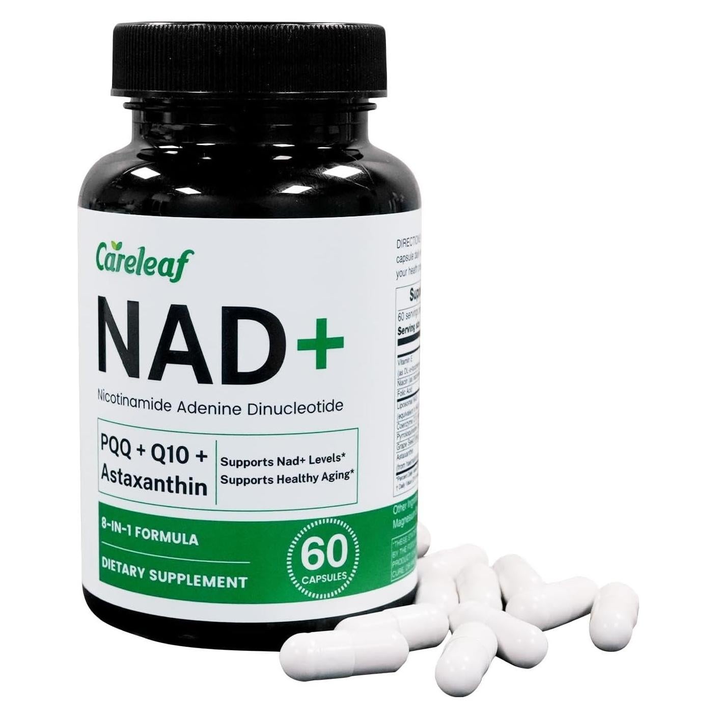 Suplemento Antienvejecimiento NAD+ 300mg Careleaf - 60 Cápsulas