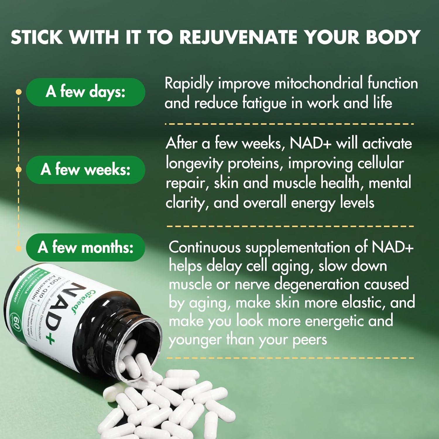 Suplemento Antienvejecimiento NAD+ 300mg Careleaf - 60 Cápsulas