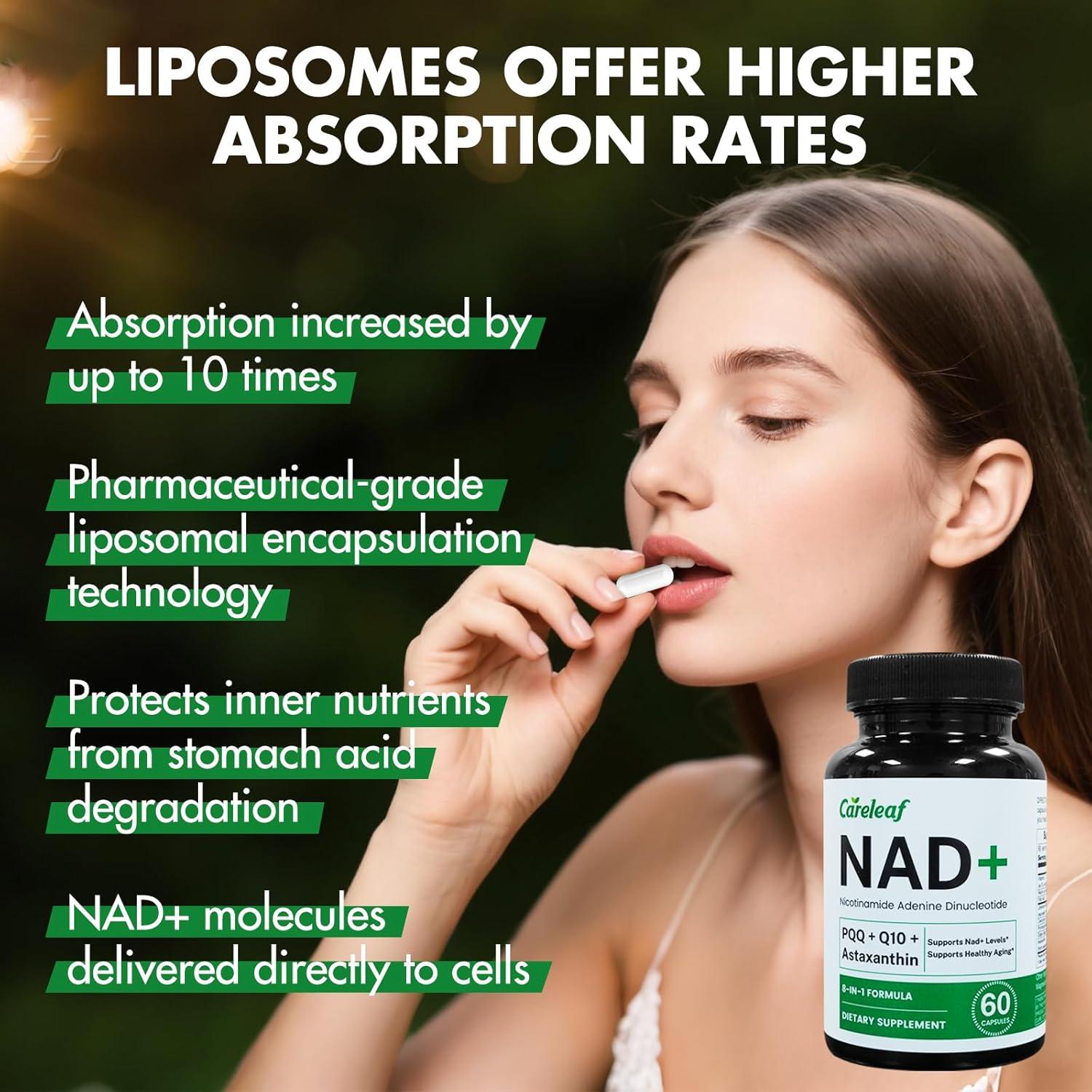 Suplemento Antienvejecimiento NAD+ 300mg Careleaf - 60 Cápsulas