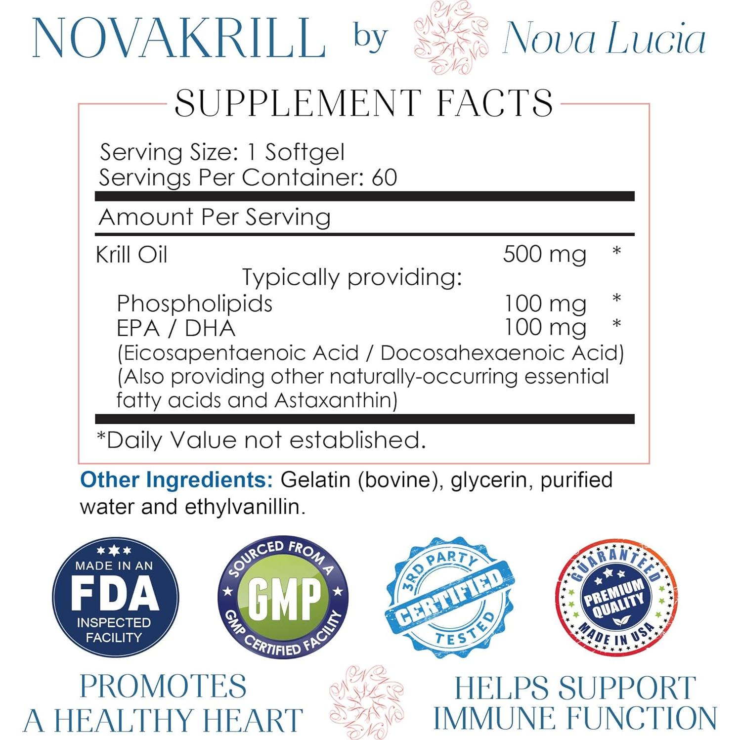 Suplemento Omega 3 NovaKrill 1000mg - 60 Cápsulas Blandas