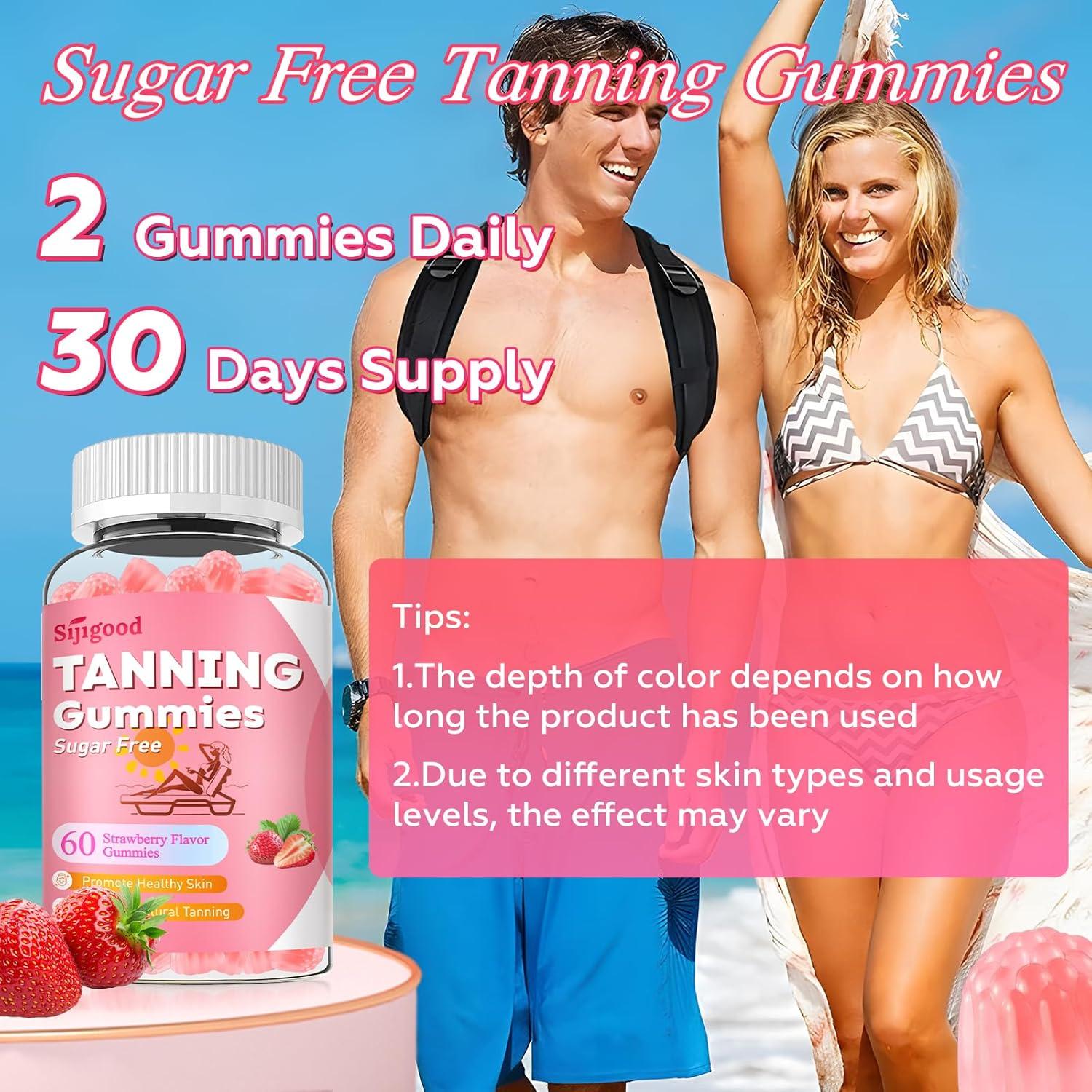 Gomitas Bronceadoras SijiGood 60 Unidades Sin Azúcar Sabor Fresa