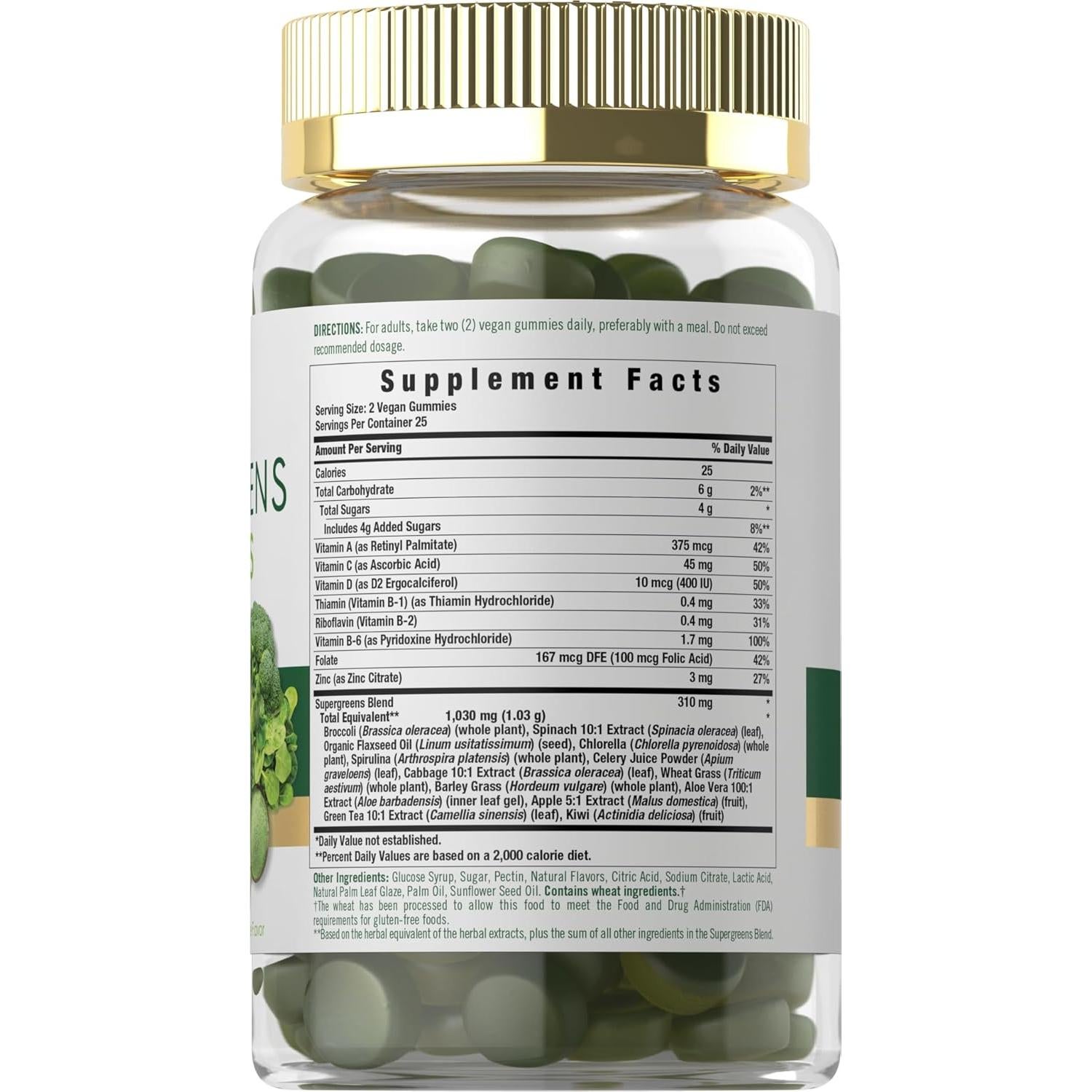 Gomitas Supergreens Carlyle 50 Unidades Sabor Manzana Veganas