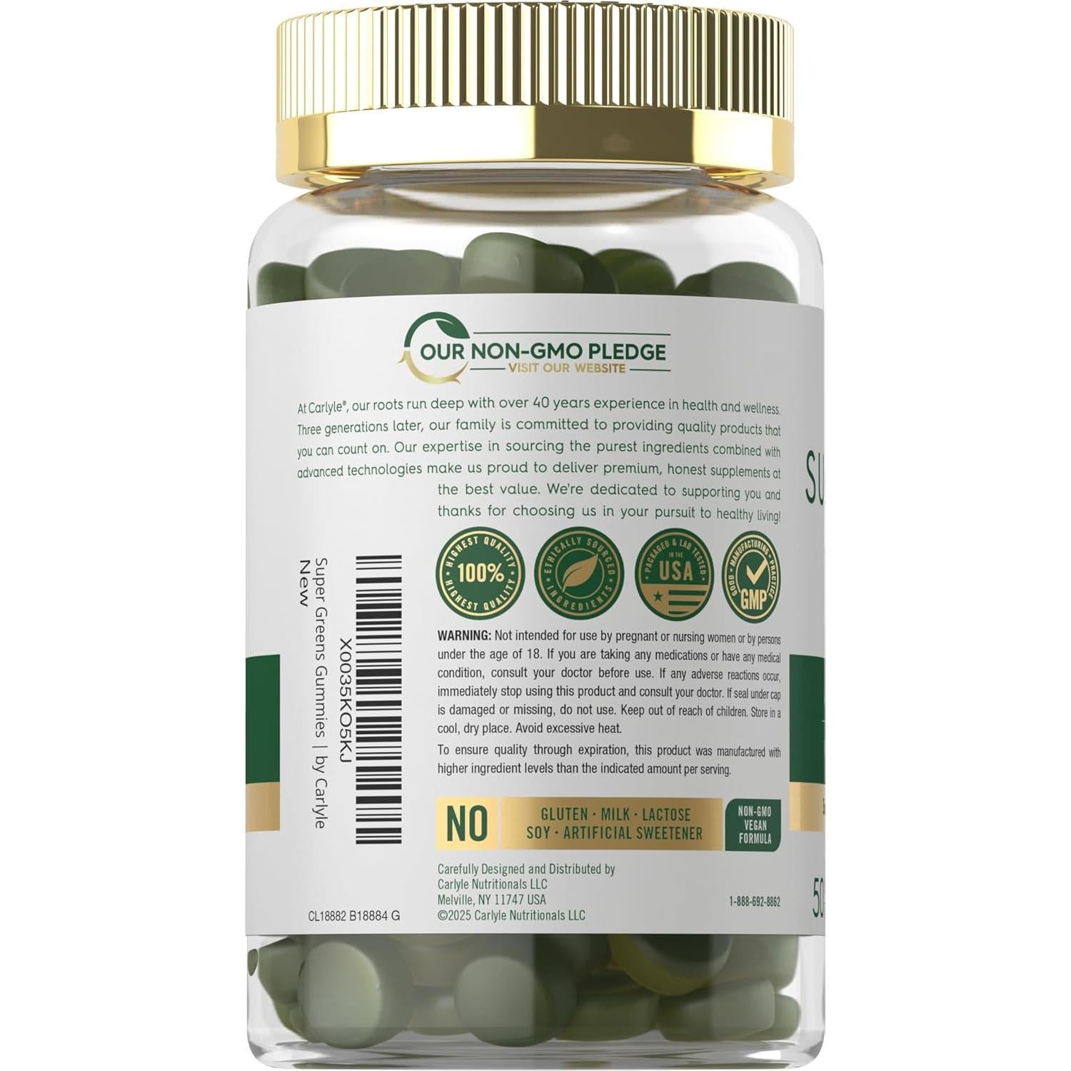 Gomitas Supergreens Carlyle 50 Unidades Sabor Manzana Veganas