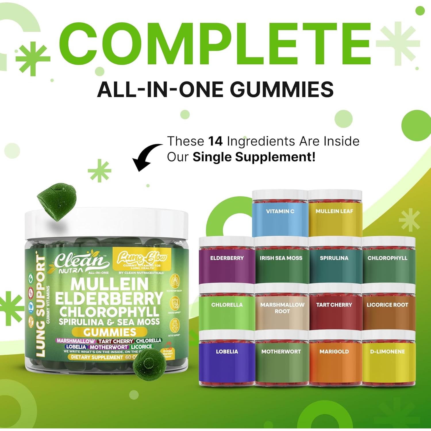 Gomitas de Mullein Clean Nutraceuticals 60 unidades Salud Pulmonar