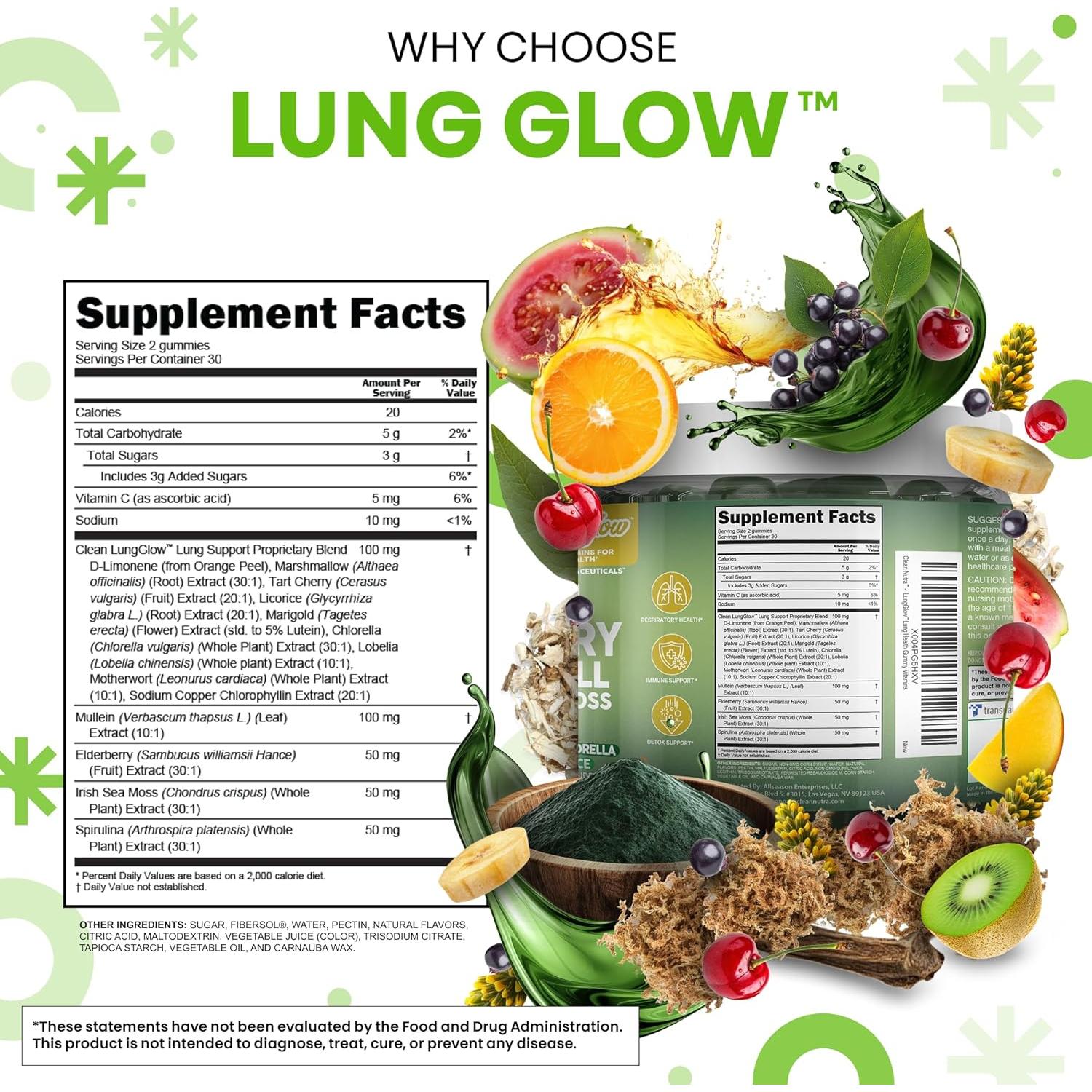 Gomitas de Mullein Clean Nutraceuticals 60 unidades Salud Pulmonar