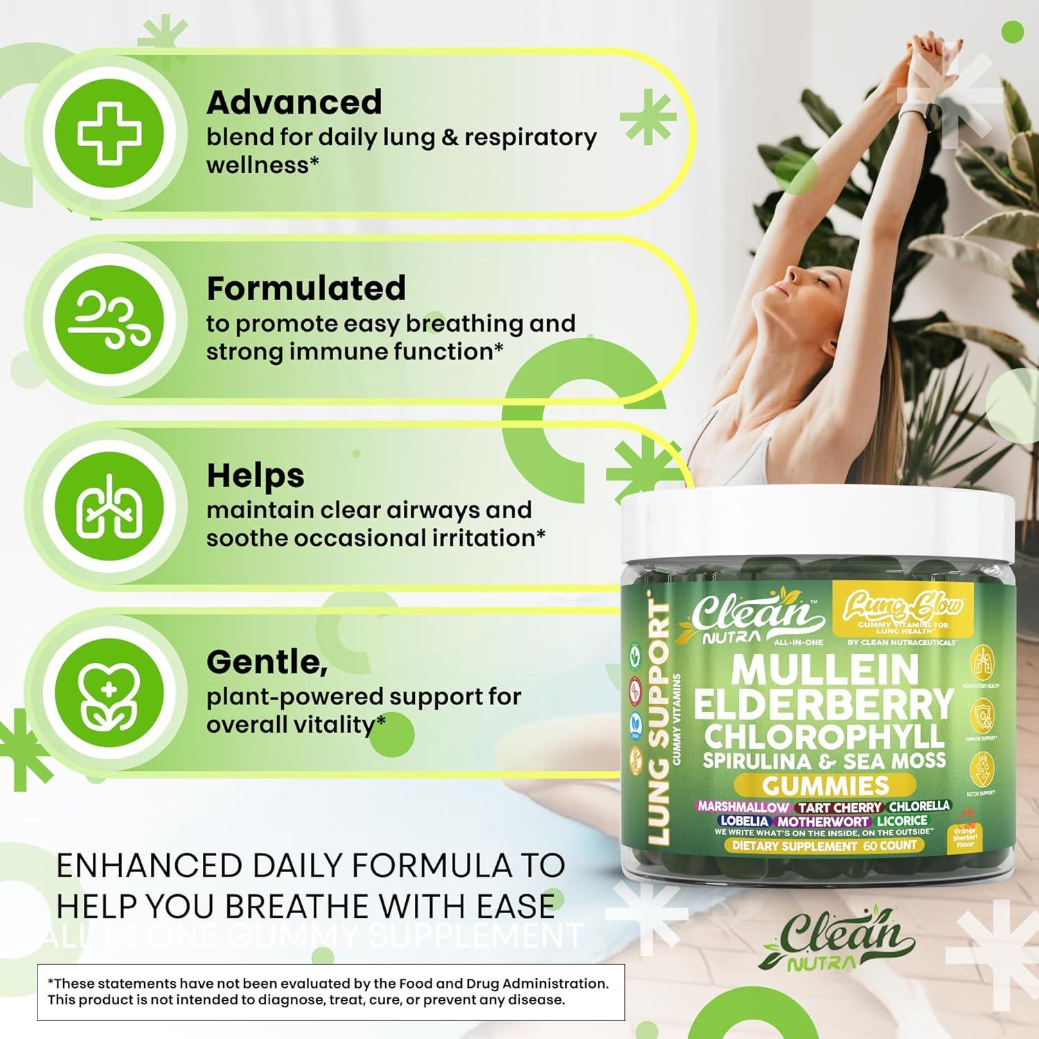 Gomitas de Mullein Clean Nutraceuticals 60 unidades Salud Pulmonar