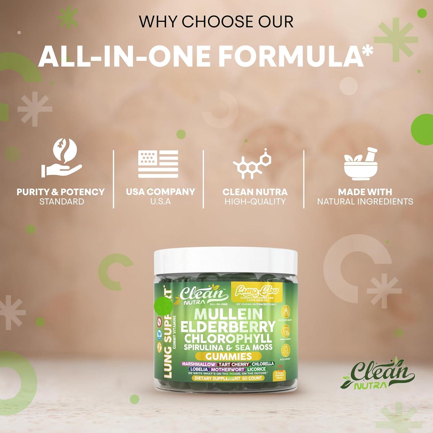 Gomitas de Mullein Clean Nutraceuticals 60 unidades Salud Pulmonar