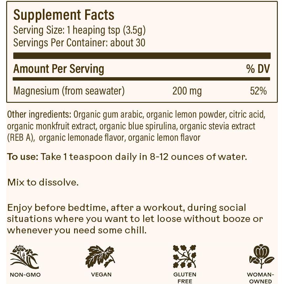 Suplemento en polvo de Magnesio Wooden Spoon 105g - Relajación y Bienestar