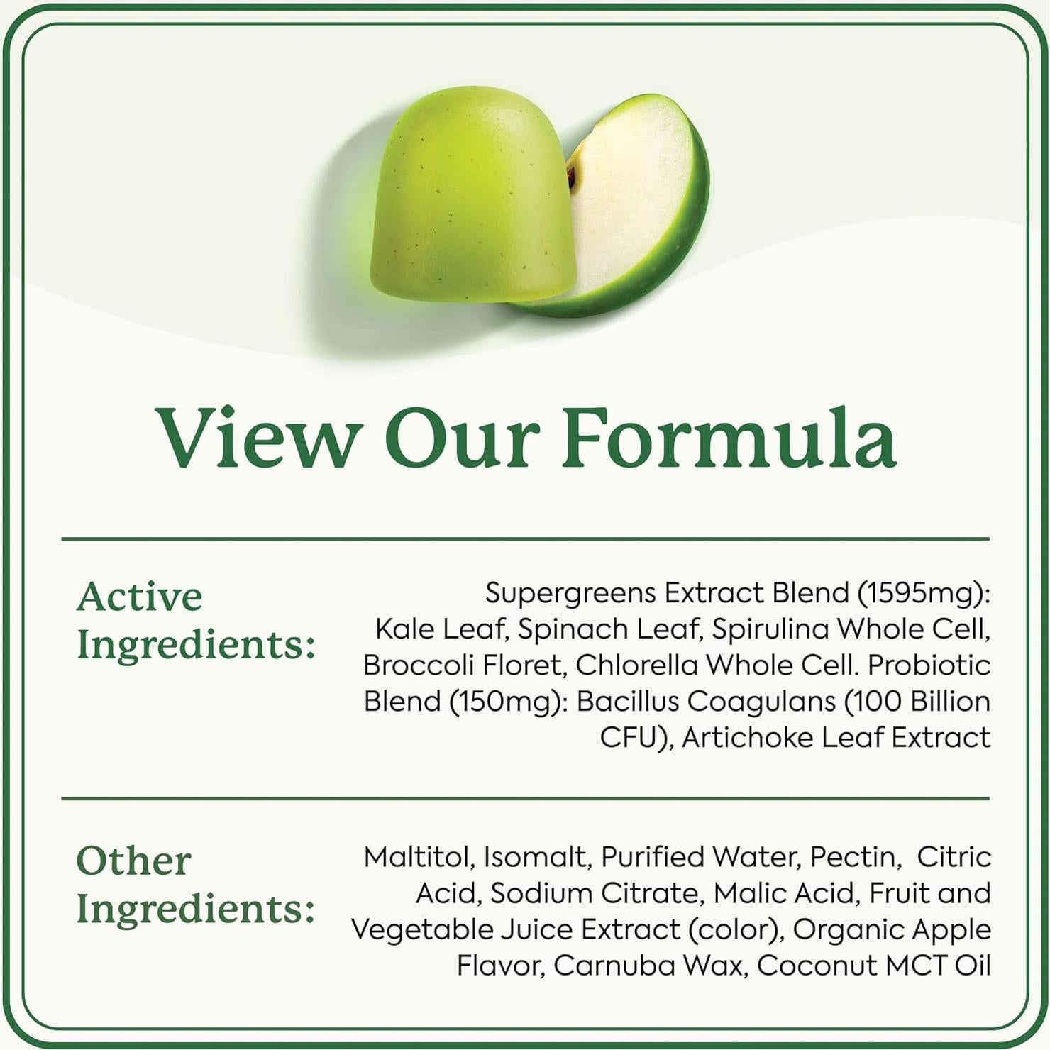 Gomitas de Verdura Plant People WonderGreens 60 Conteo Sabor Manzana