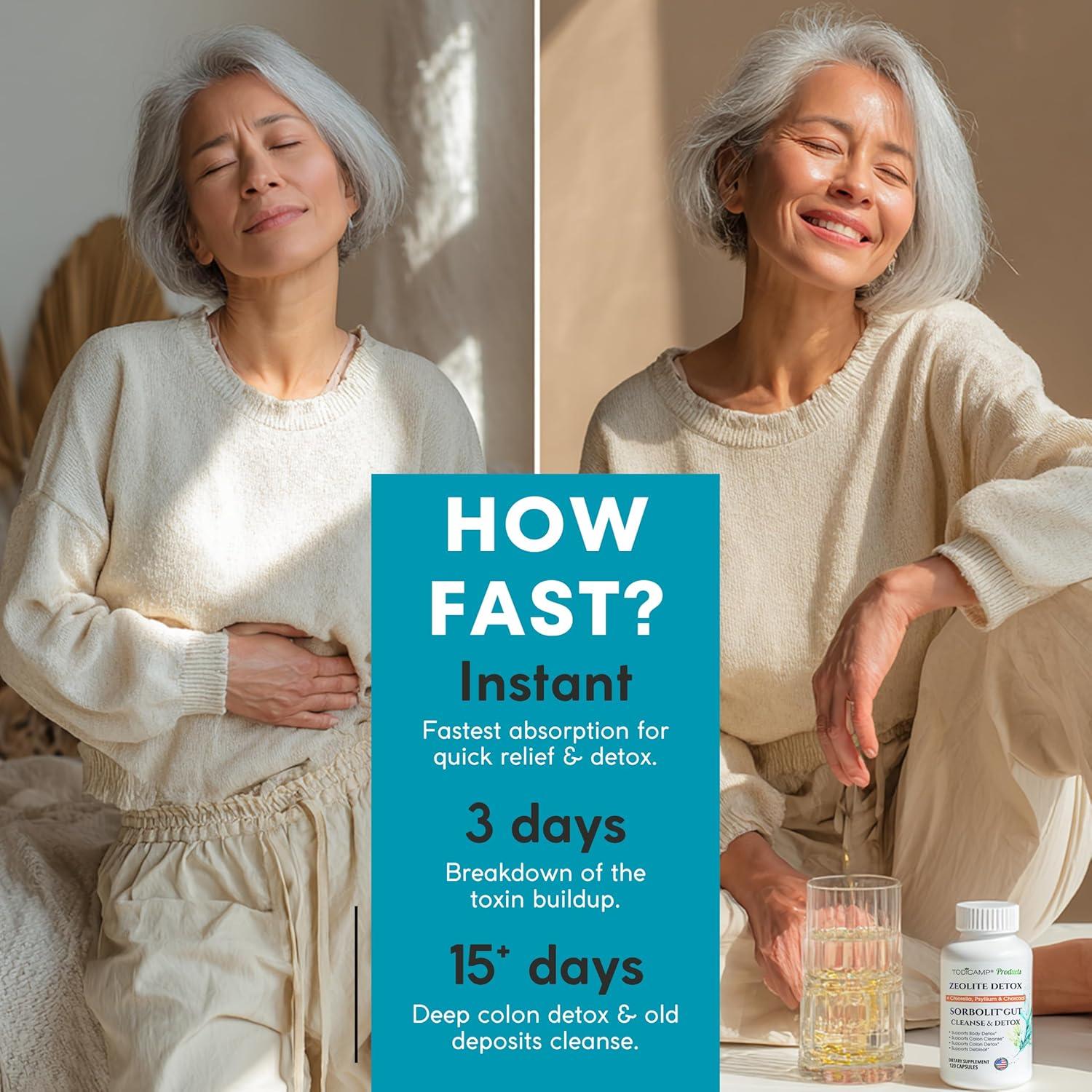 SORBOLIT Detox de Colon - 120 Cápsulas Veganas de Zeolita y Chlorella