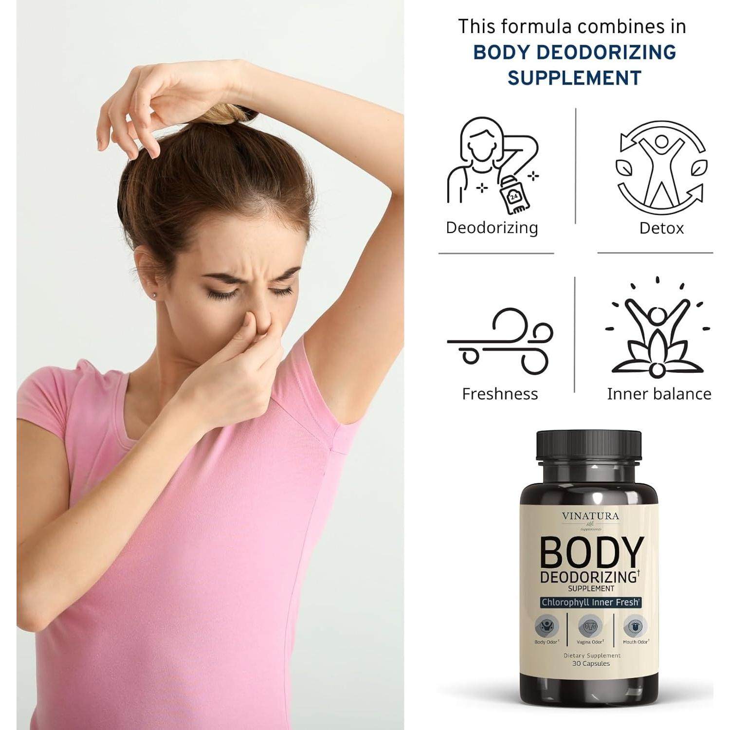 Suplemento Desodorante Corporal VINATURA - 30 Cápsulas de Clorofila