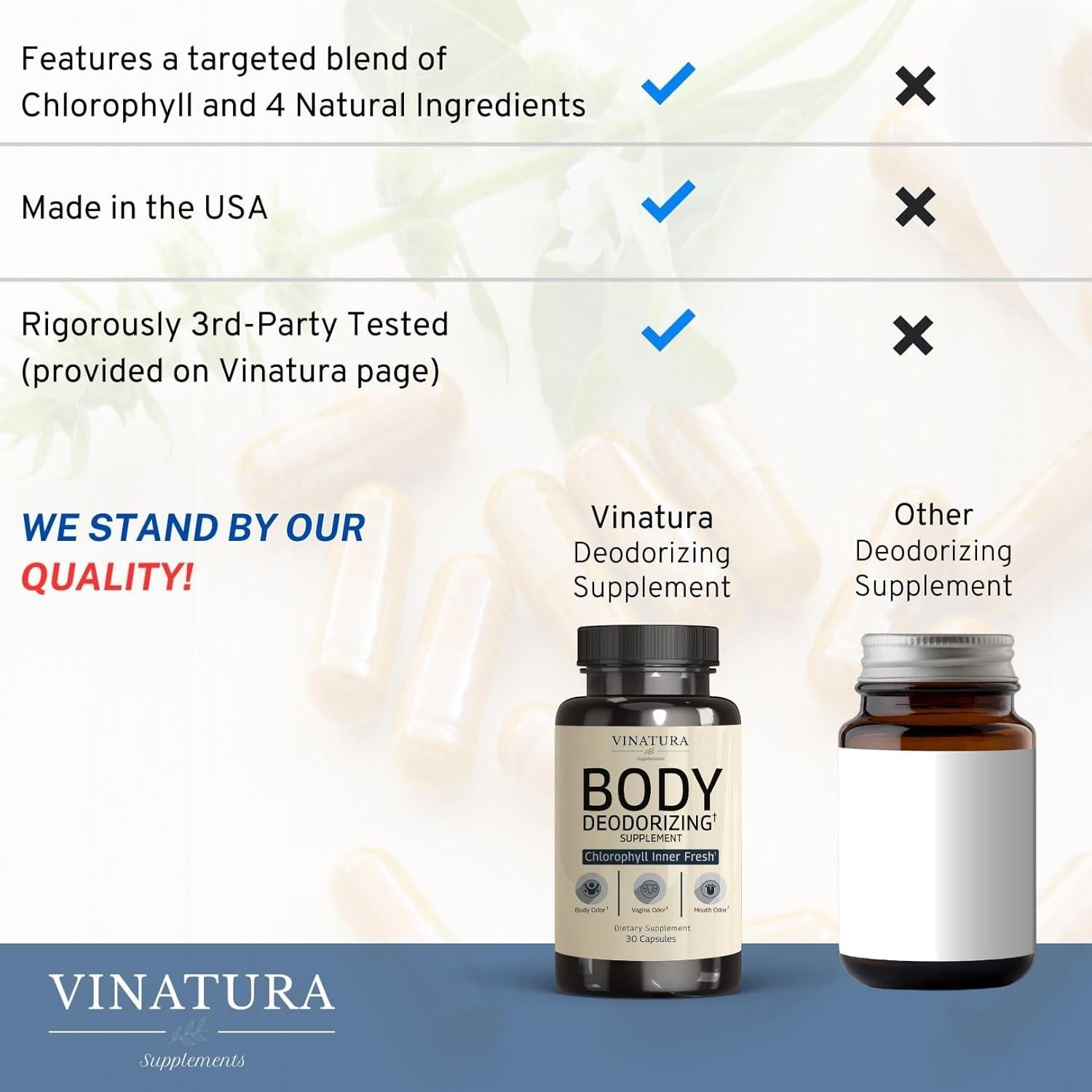 Suplemento Desodorante Corporal VINATURA - 30 Cápsulas de Clorofila