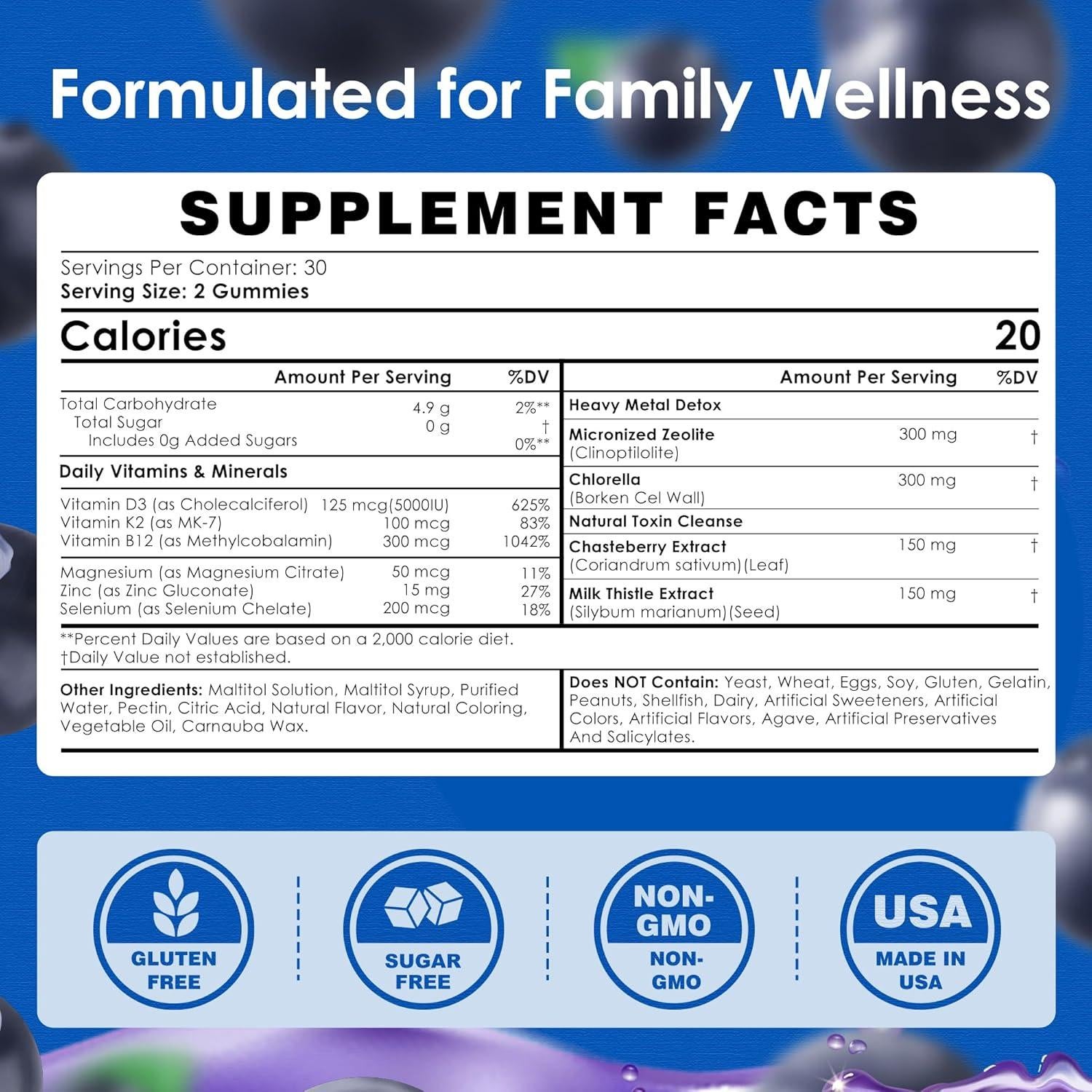 Suplemento de Desintoxicación Zeolita HONVOVAEY 60 Gominolas
