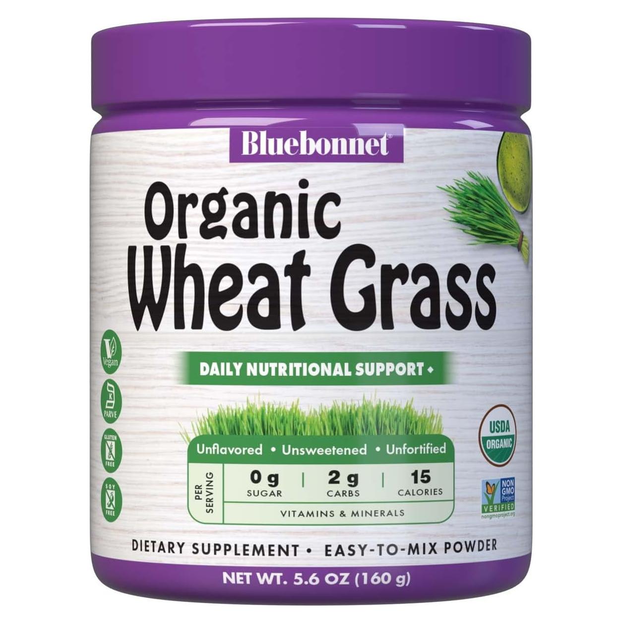 Polvo de Pasto de Trigo Orgánico Bluebonnet 159g - 35 Porciones