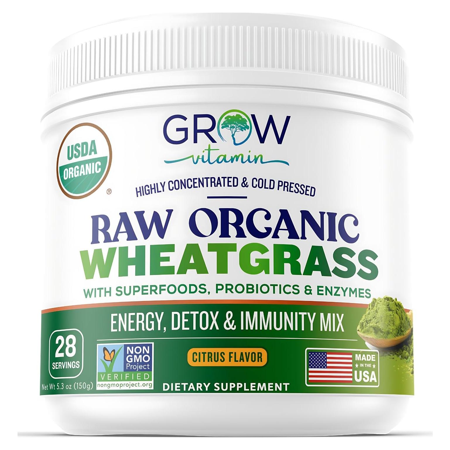 Polvo de Jugo de Pasto de Trigo Orgánico Grow Vitamin - 28 Porciones