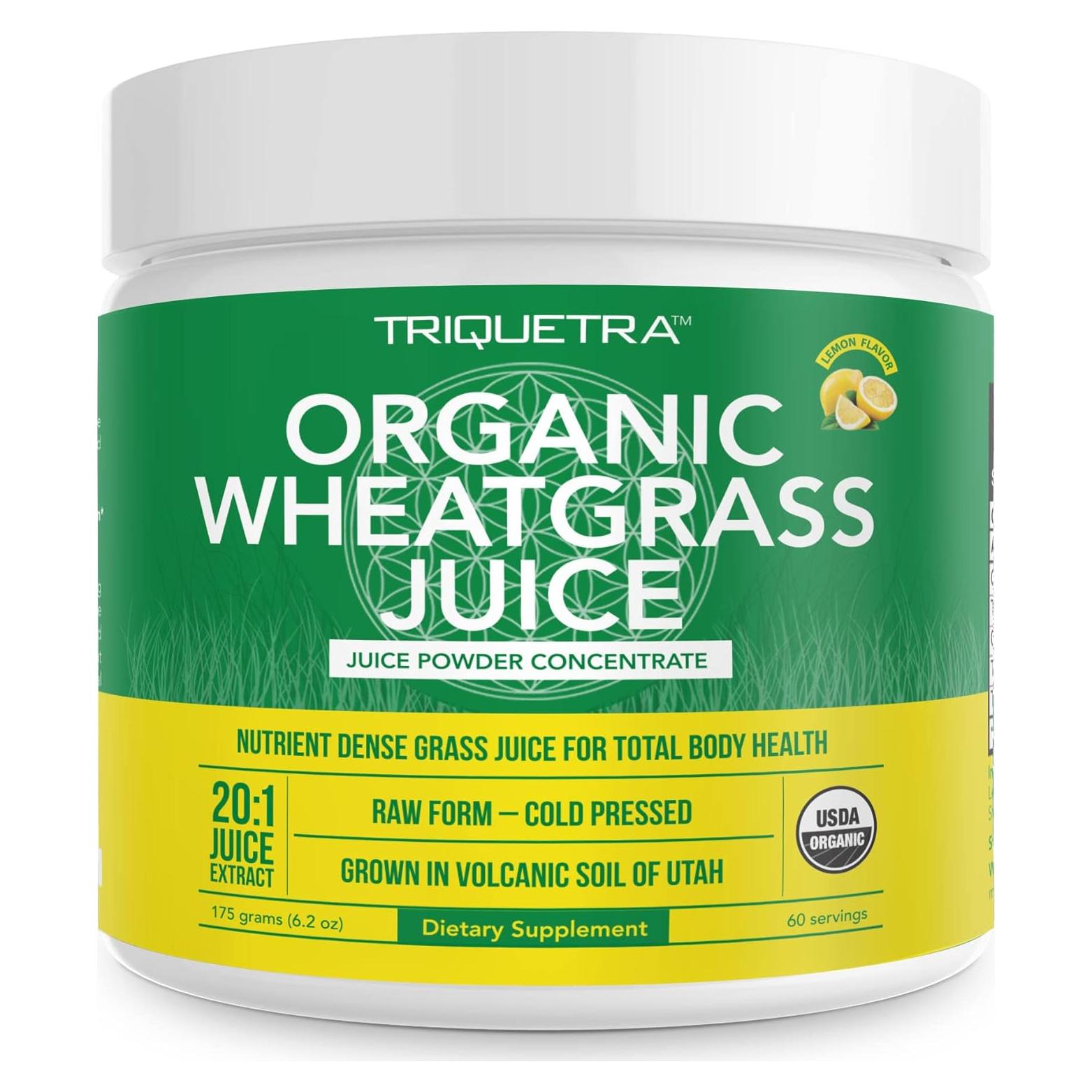 Polvo de Jugo de Pasto de Trigo Orgánico Triquetra 176.4 g Limón