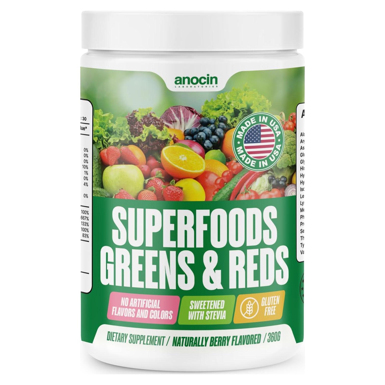 Polvo de Superalimentos Verdes y Rojos Anocin 30 Porciones