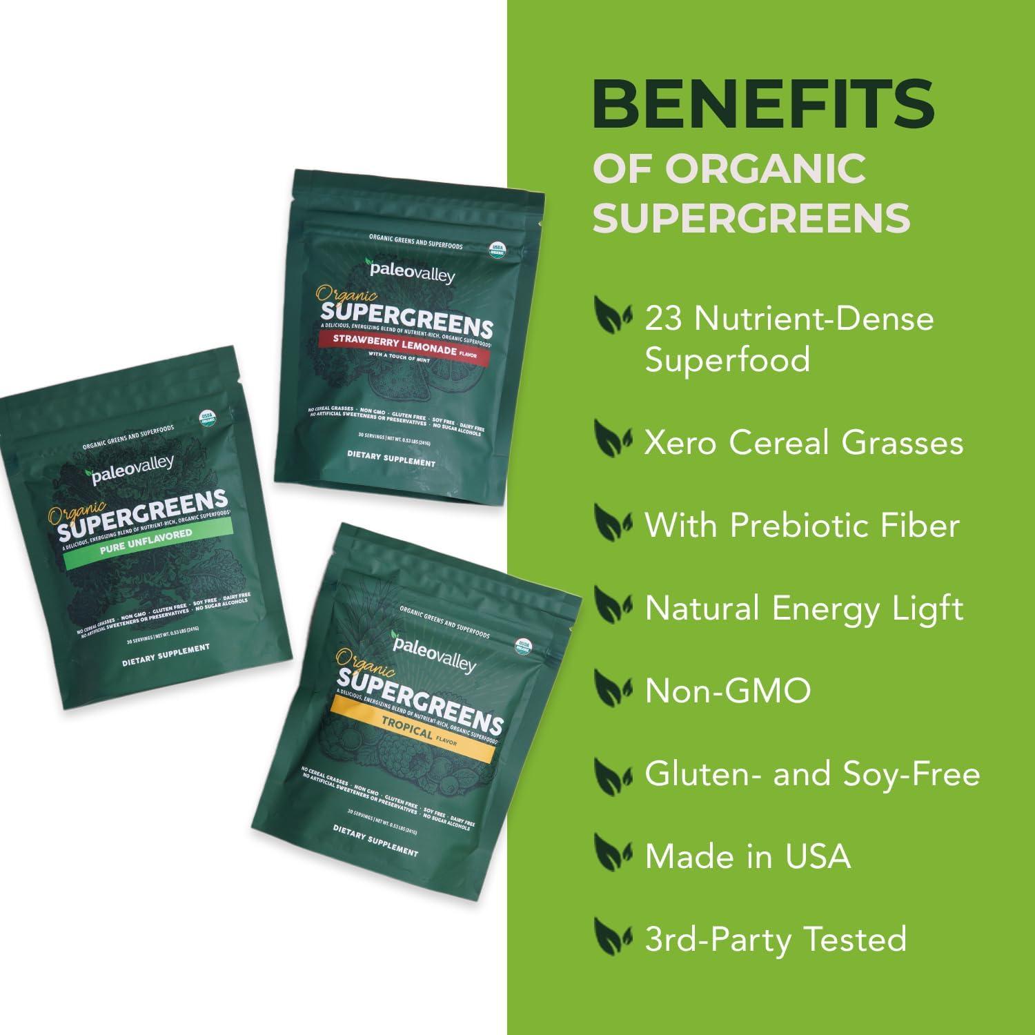 Paleovalley Supergreens Orgánicos 221g - 23 Superalimentos Sin Sabor
