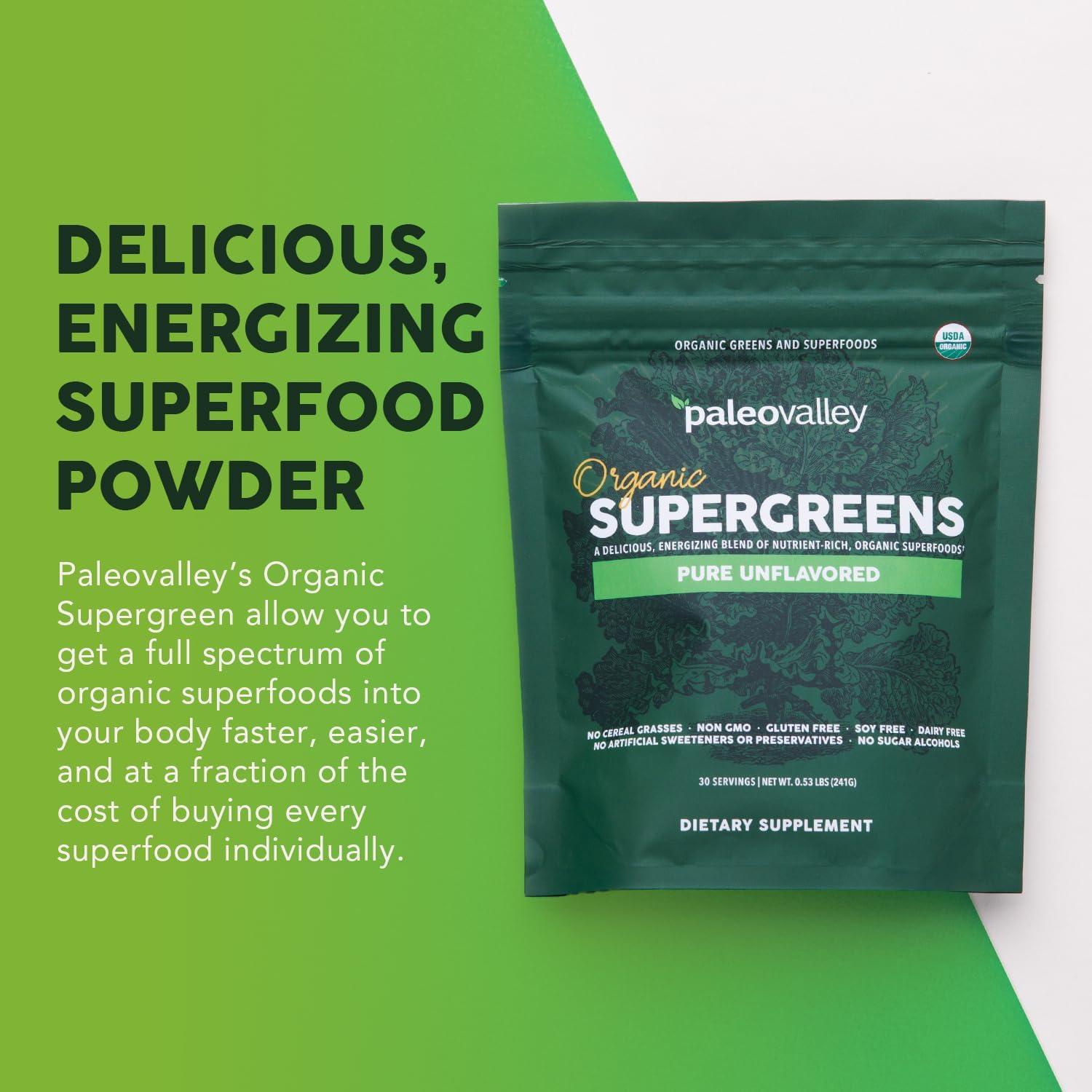 Paleovalley Supergreens Orgánicos 221g - 23 Superalimentos Sin Sabor