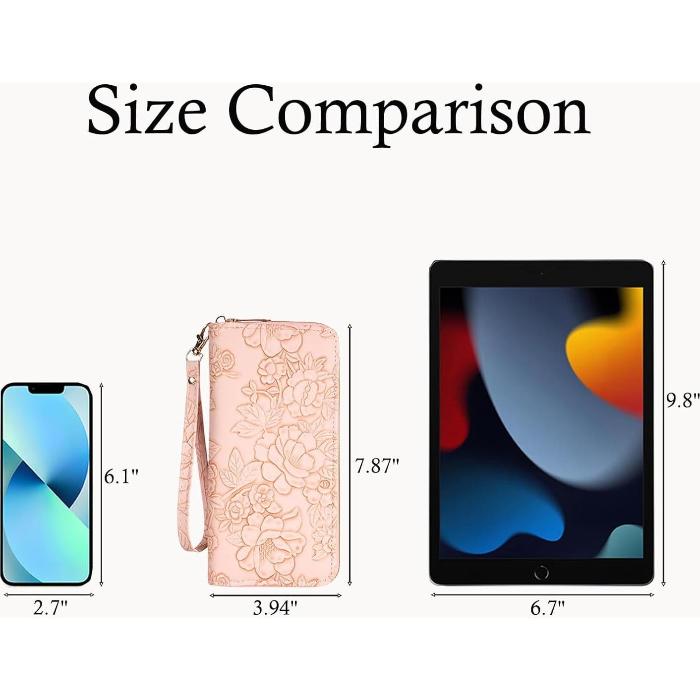 Cartera RFID de muñeca Bakurok de cuero floral 20x10 cm