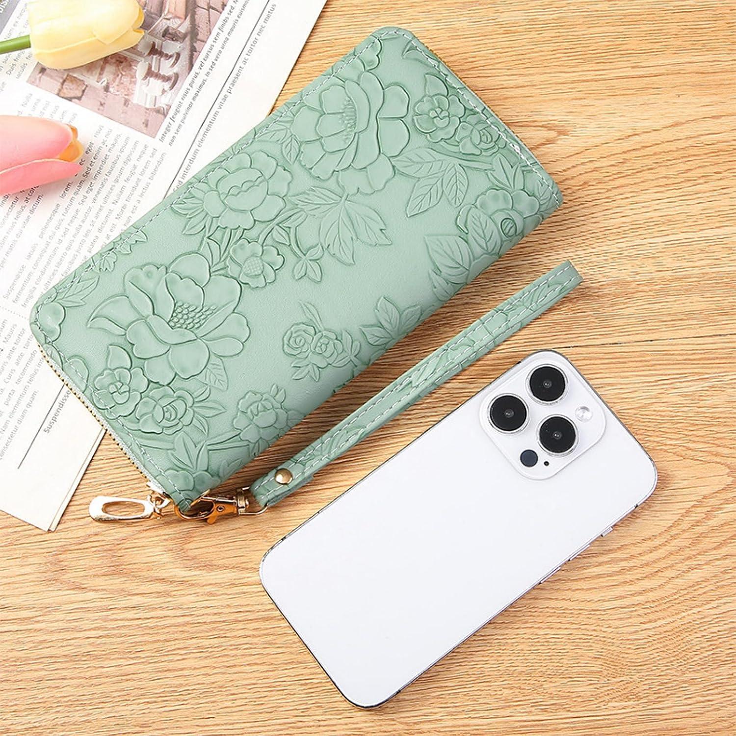 Cartera RFID de muñeca Bakurok de cuero floral 20x10 cm