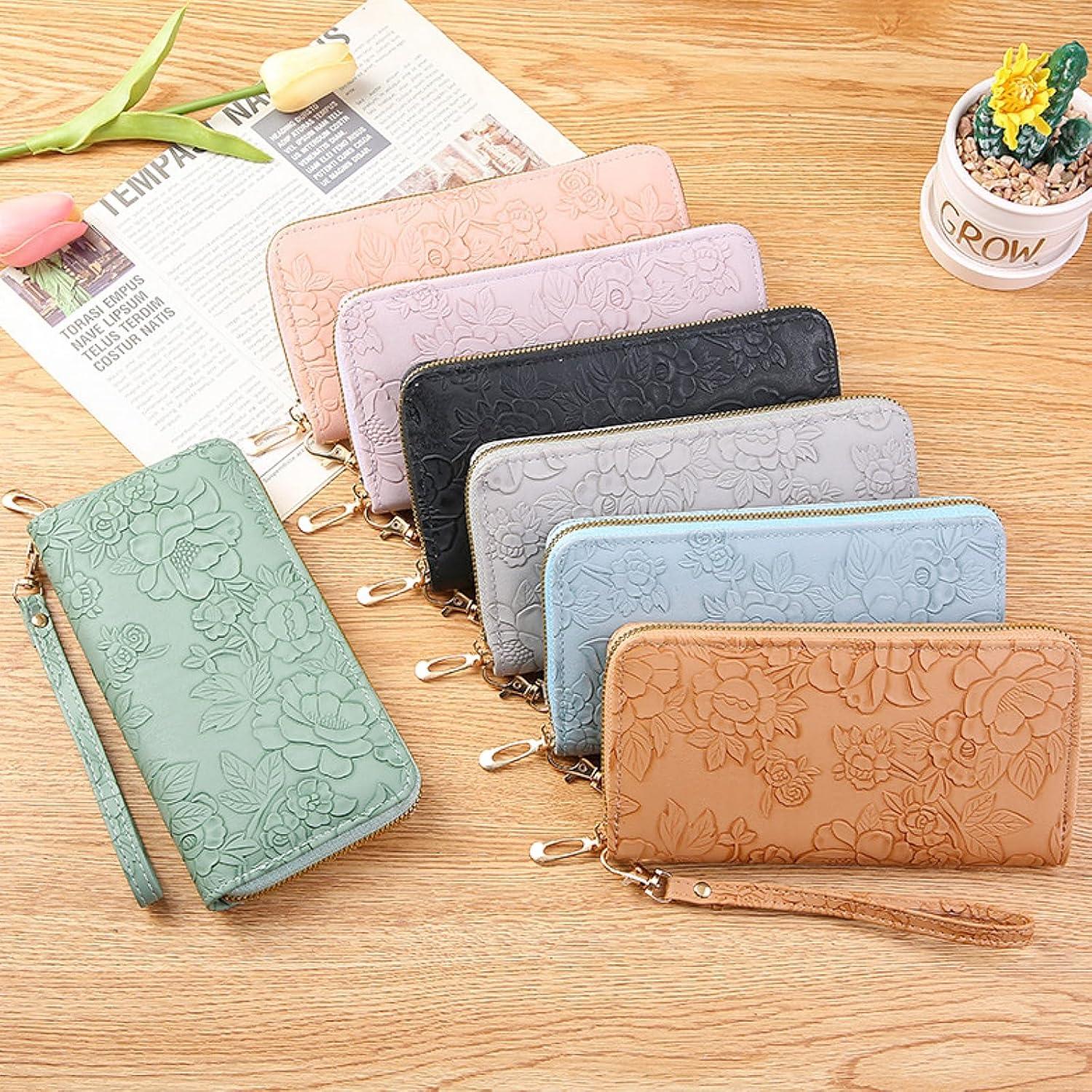 Cartera RFID de muñeca Bakurok de cuero floral 20x10 cm