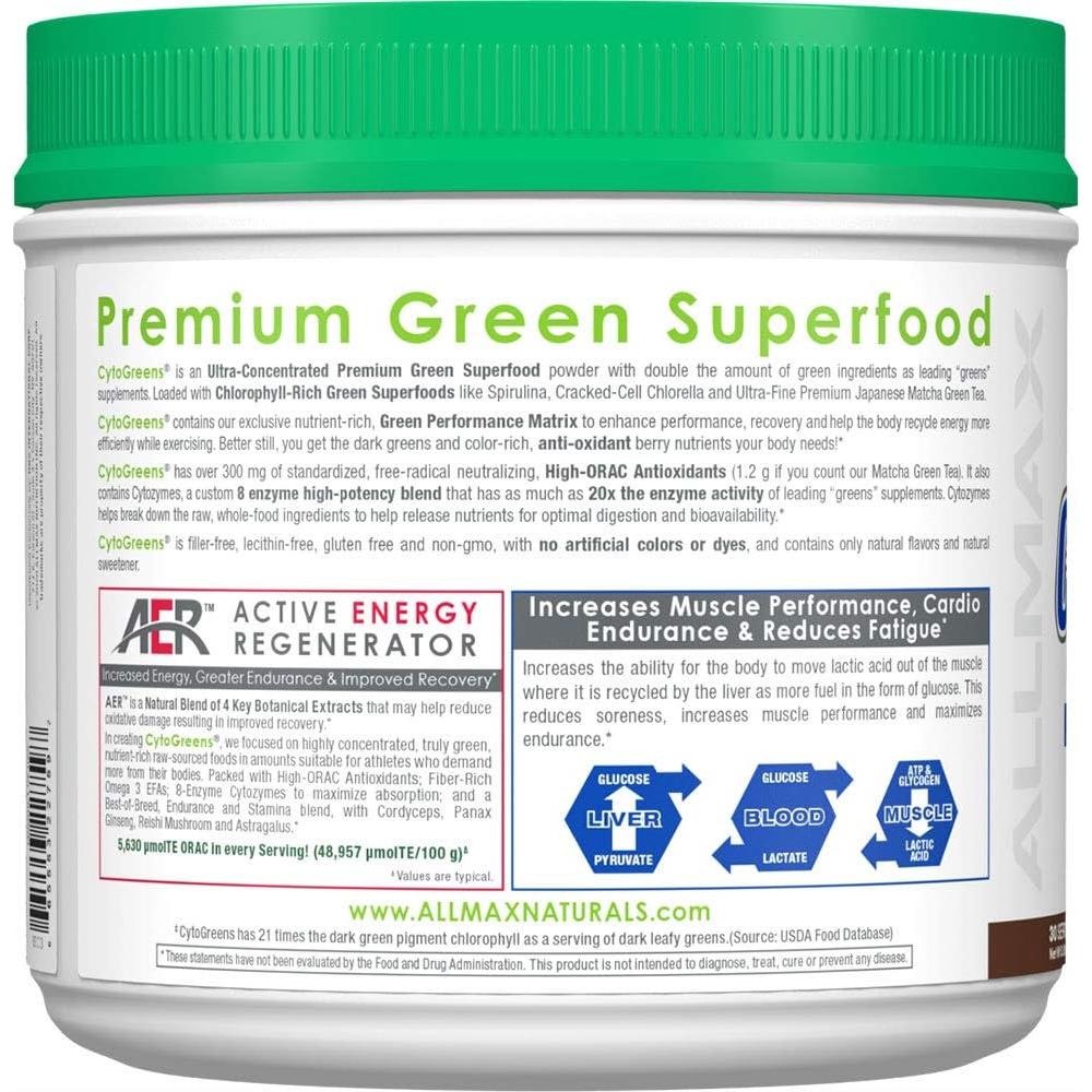 ALLMAX Cytogreens Polvo Super Greens Chocolate 345g Vegano