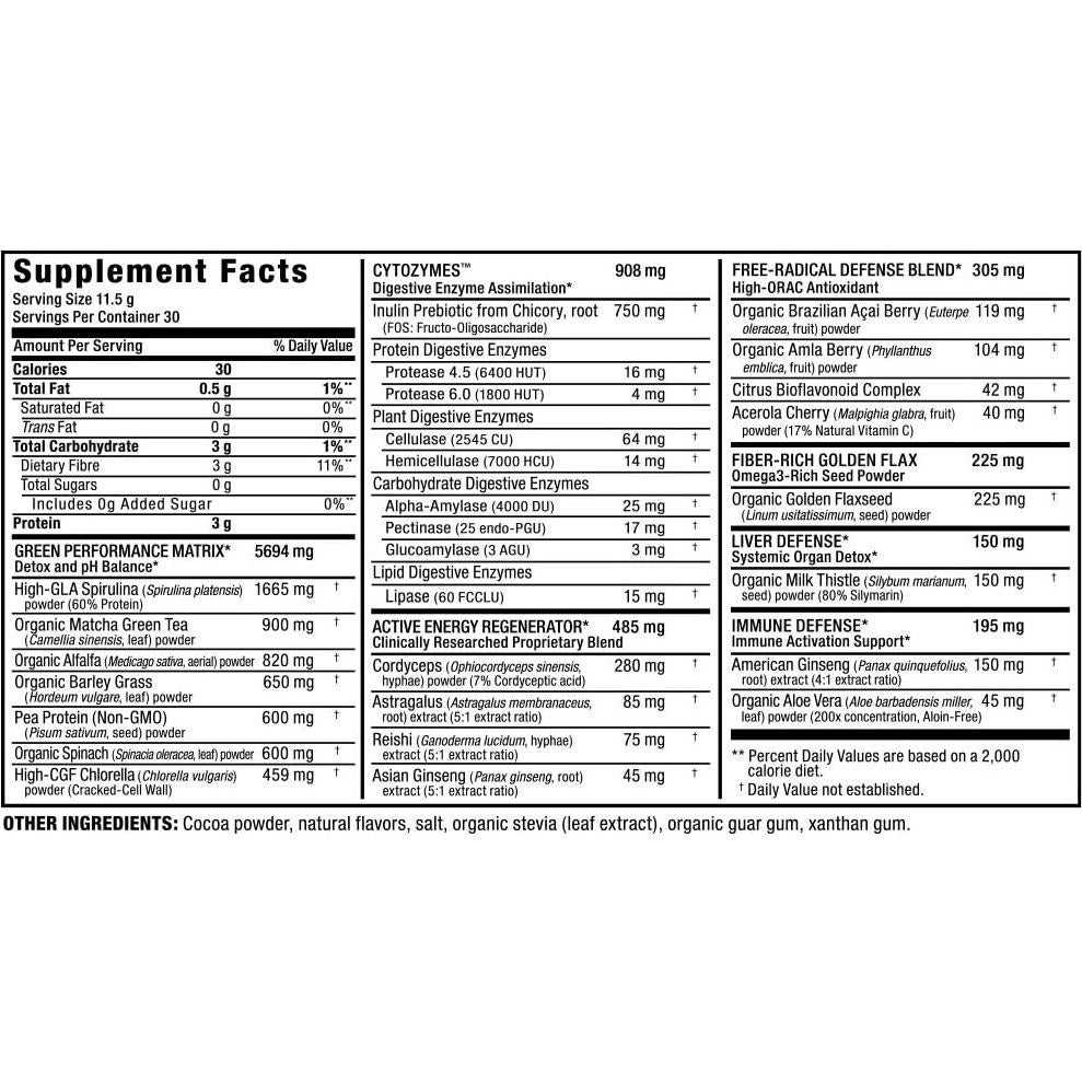 ALLMAX Cytogreens Polvo Super Greens Chocolate 345g Vegano