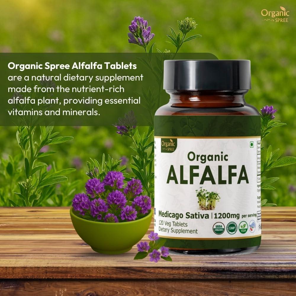 Suplemento Orgánico de Alfalfa, Cebada y Tulsi - 120 Tabletas