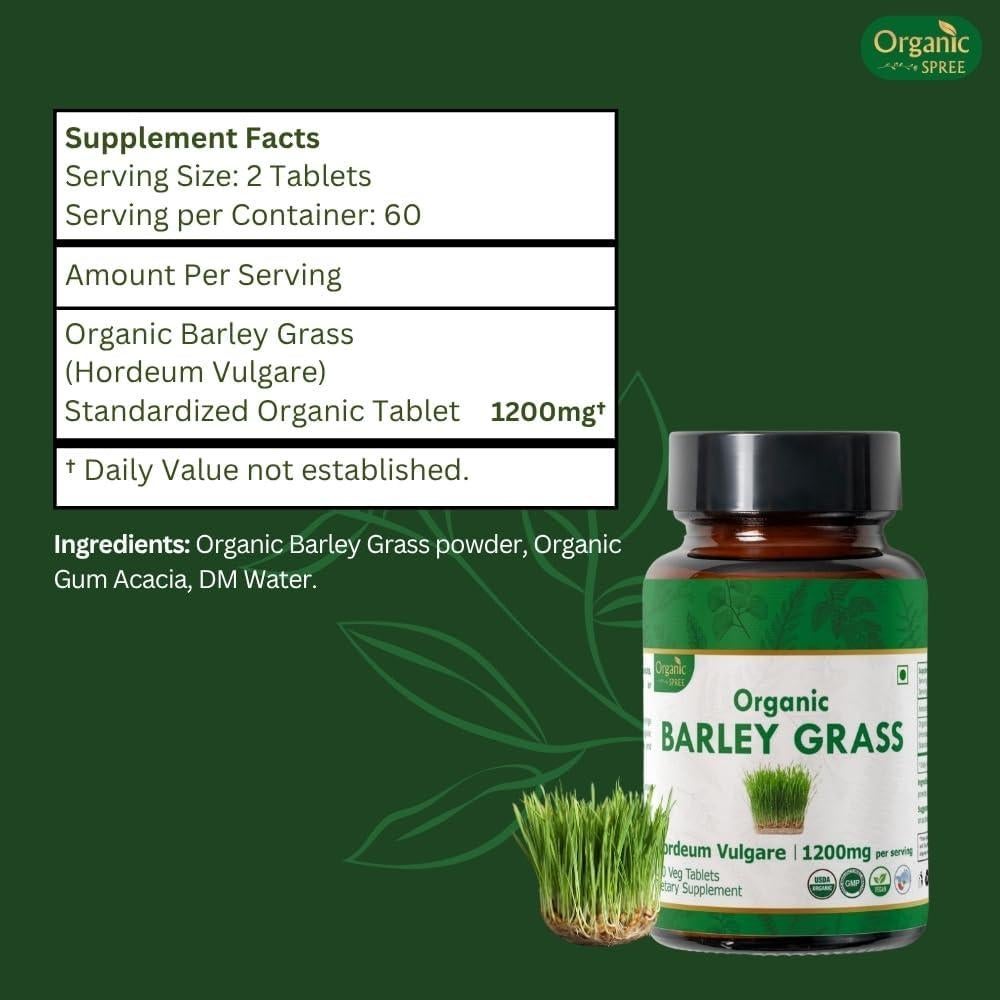 Suplemento Orgánico de Alfalfa, Cebada y Tulsi - 120 Tabletas